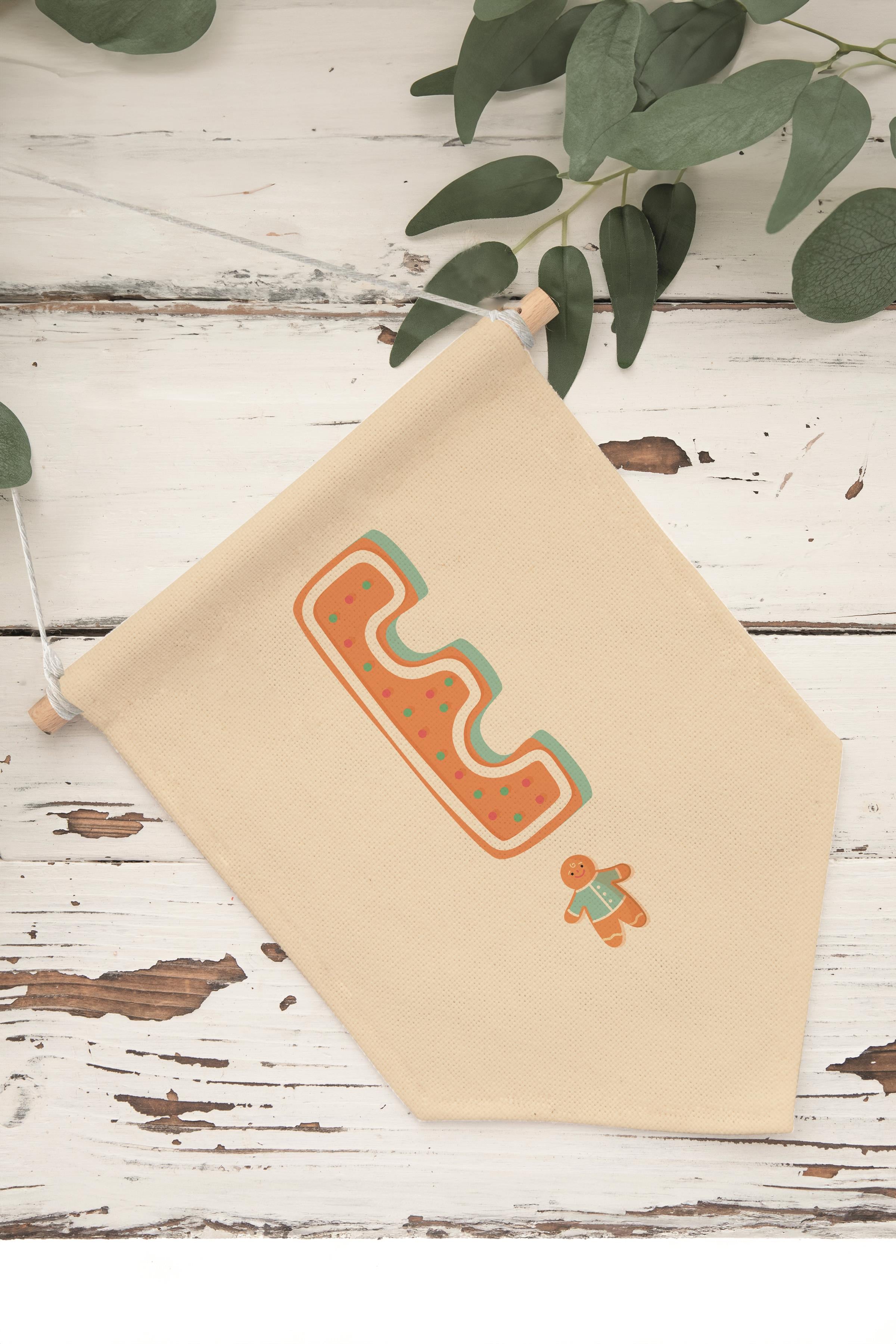 Çocuk Odası Dekor, Duvar Süsü, Ahşap Bebek Odası Dekor, Canvas Flama, Turuncu Kurabiye Desenli E Harfi