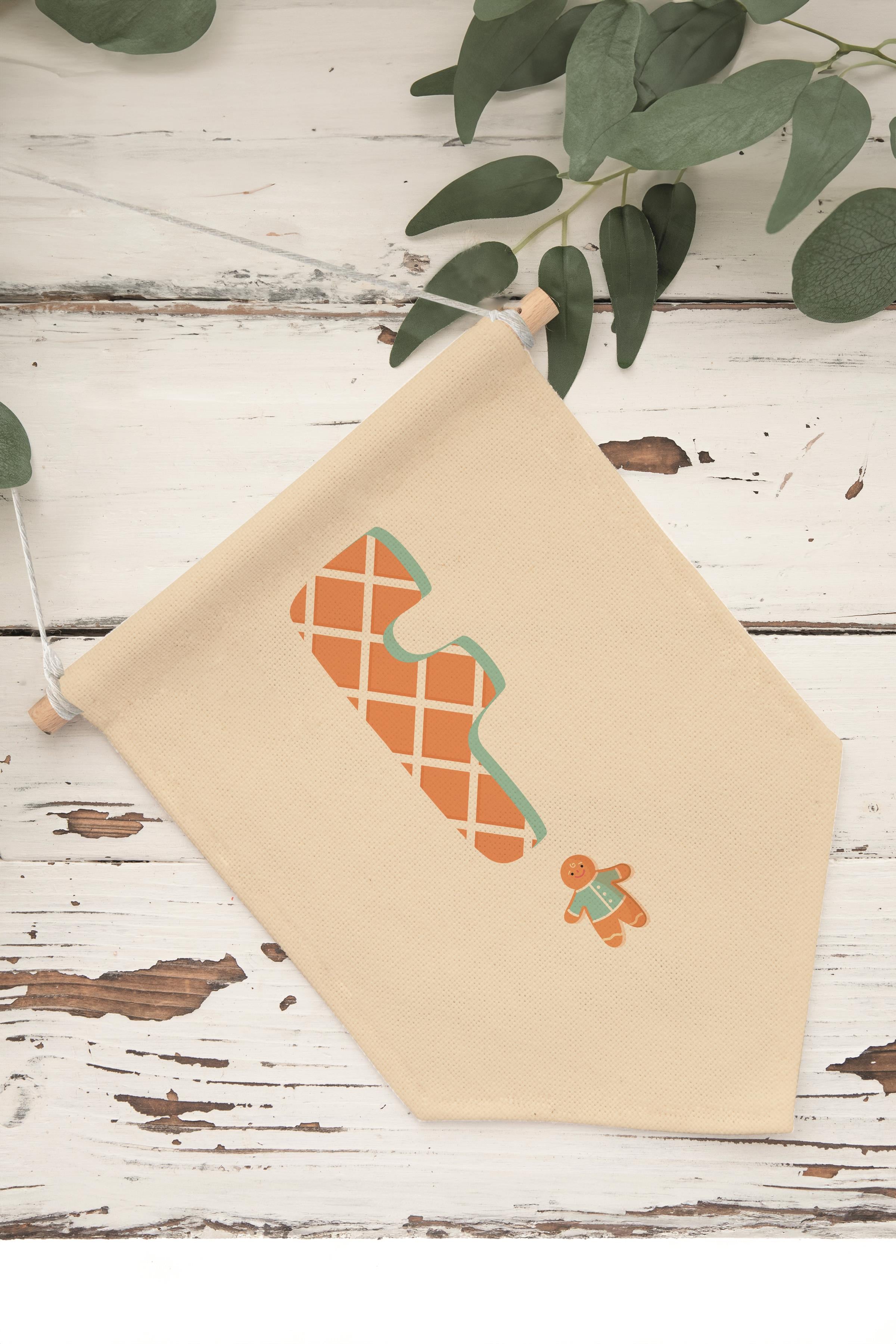 Çocuk Odası Dekor, Duvar Süsü, Ahşap Bebek Odası Dekor, Canvas Flama, Turuncu Kurabiye Desenli F Harfi