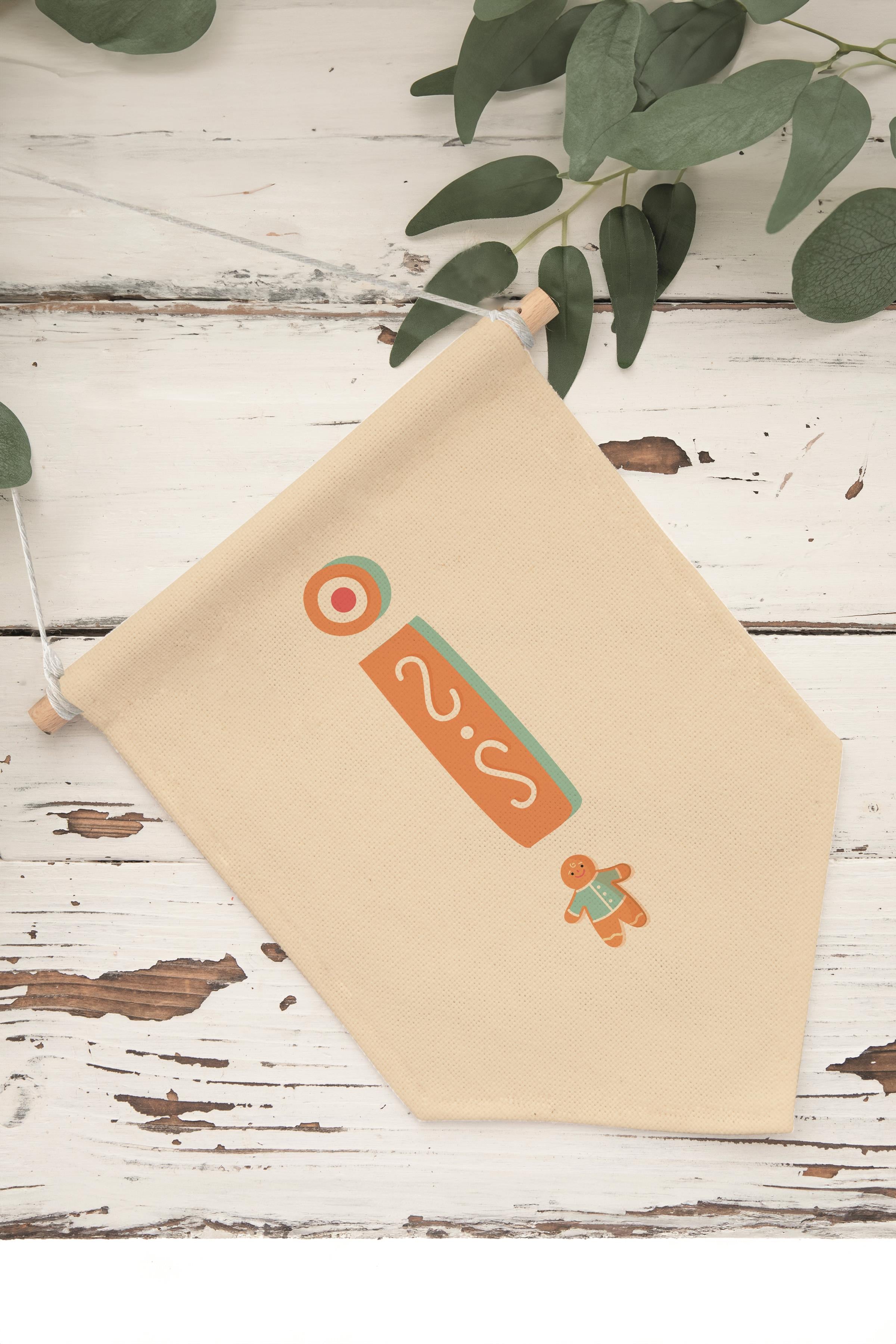 Çocuk Odası Dekor, Duvar Süsü, Ahşap Bebek Odası Dekor, Canvas Flama, Turuncu Kurabiye Desenli I Harfi
