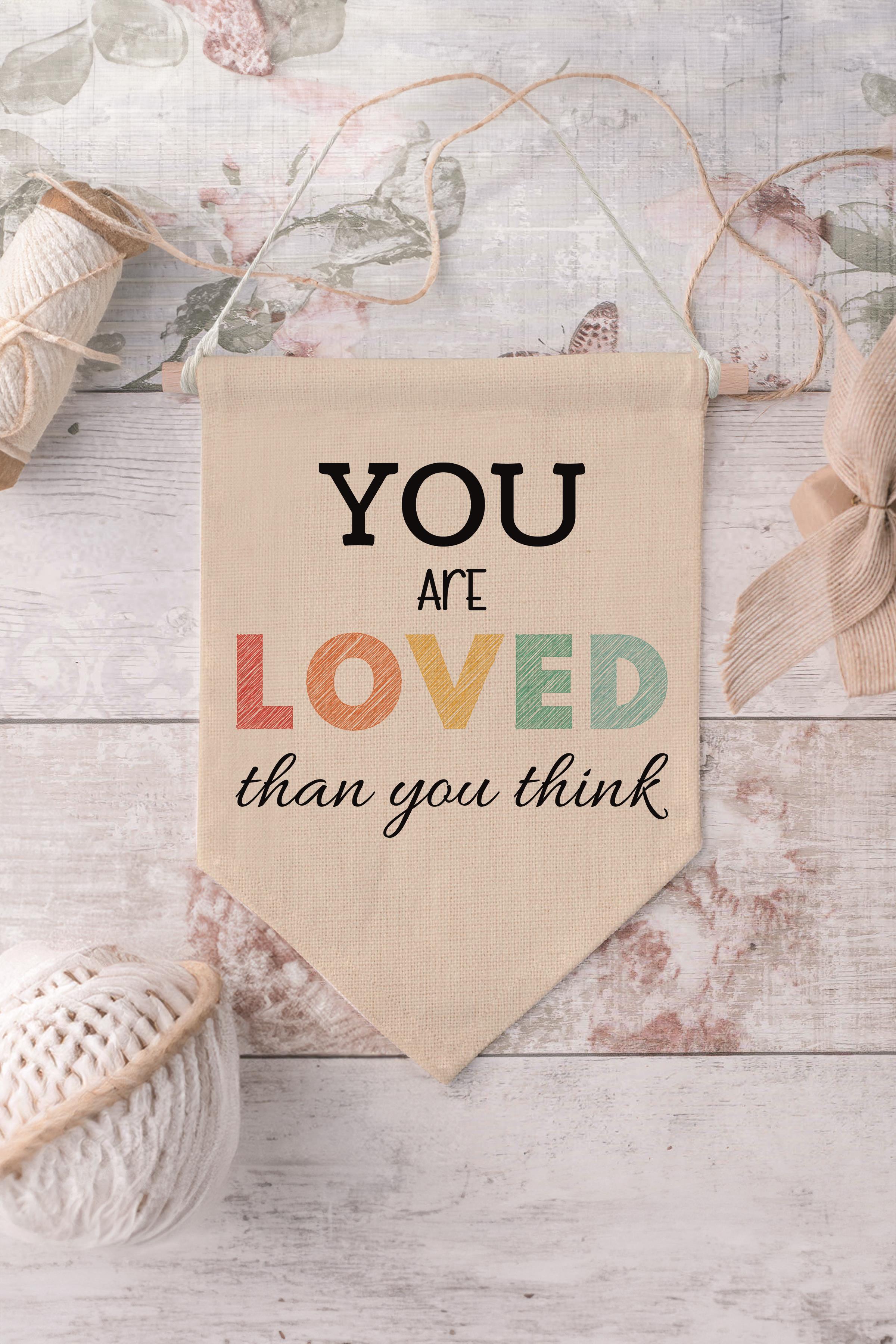 Çocuk Odası Dekor, Duvar Süsü, Ahşap Bebek Odası Dekor, Canvas Flama, You are Loved - Renkli