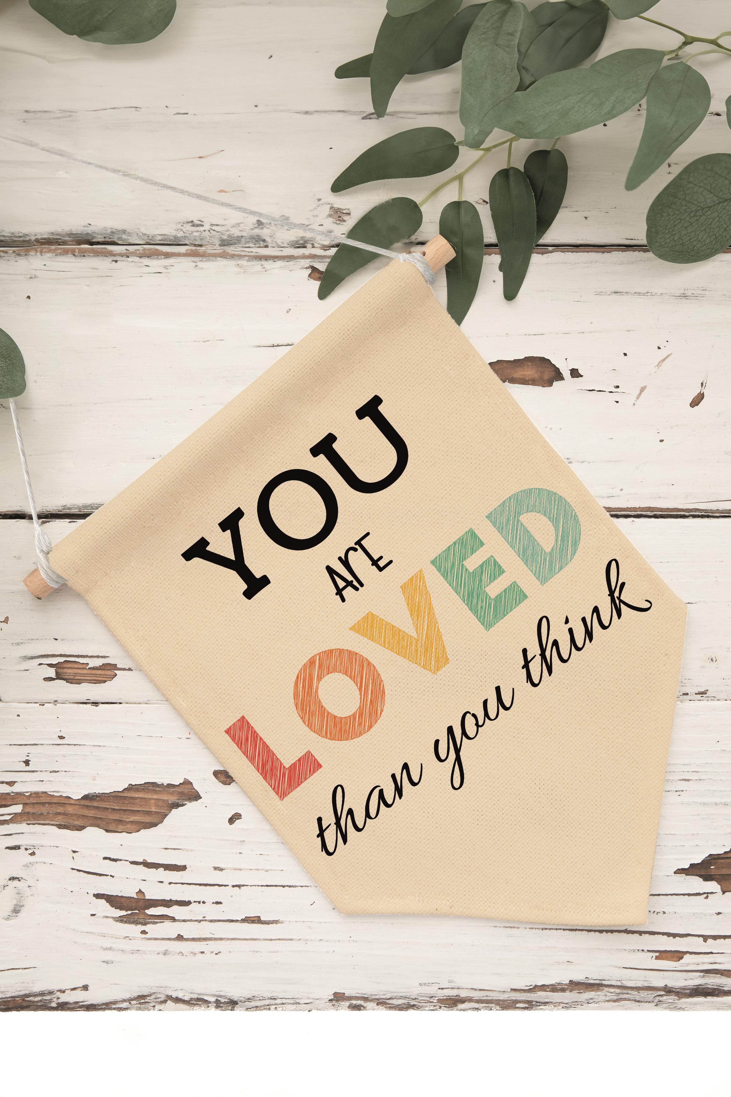 Çocuk Odası Dekor, Duvar Süsü, Ahşap Bebek Odası Dekor, Canvas Flama, You are Loved - Renkli