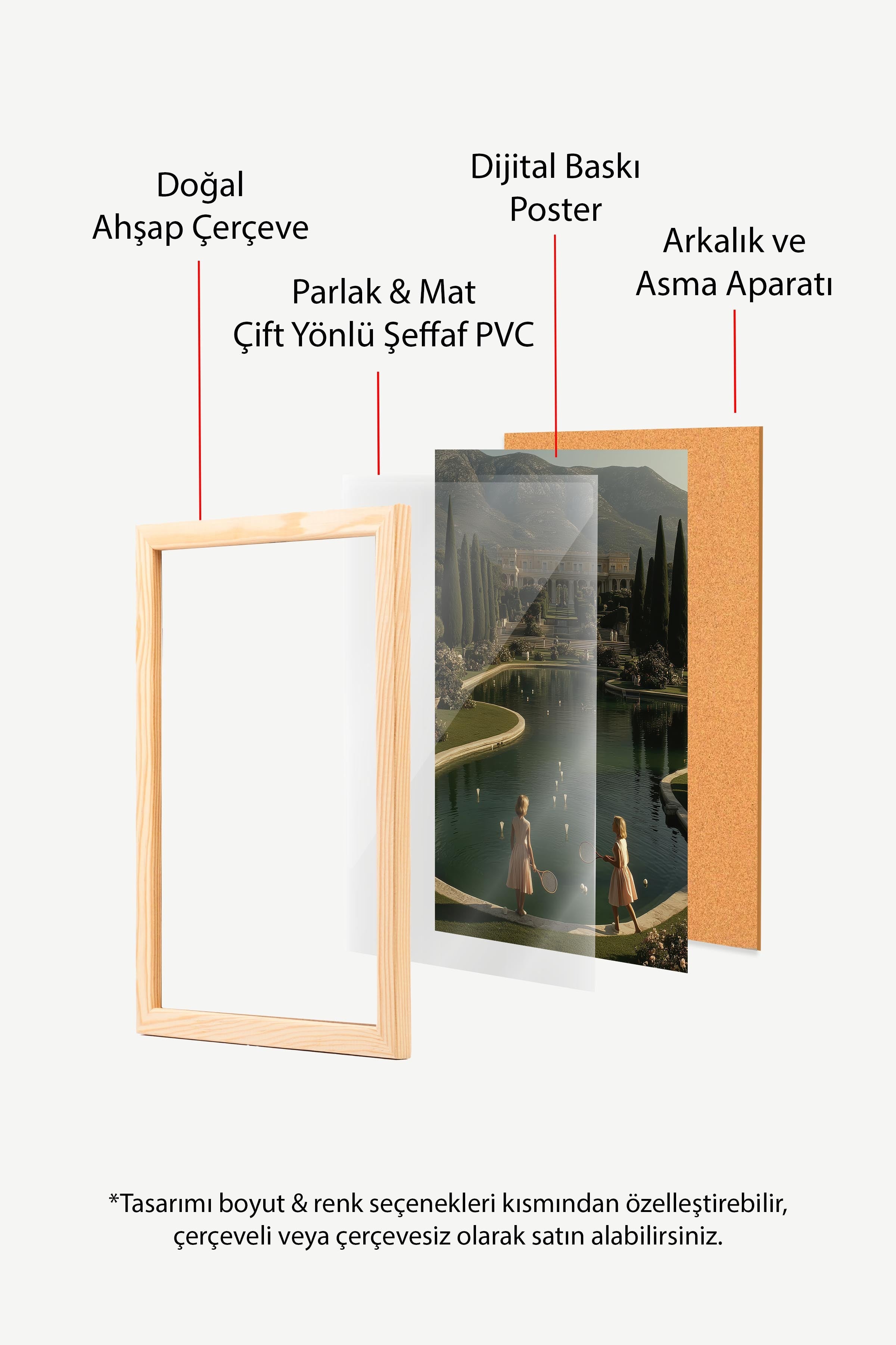 Çocuklar ve Tenis Posteri, Ahşap Çerçeveli Poster, Old Money Serisi, NO:113250