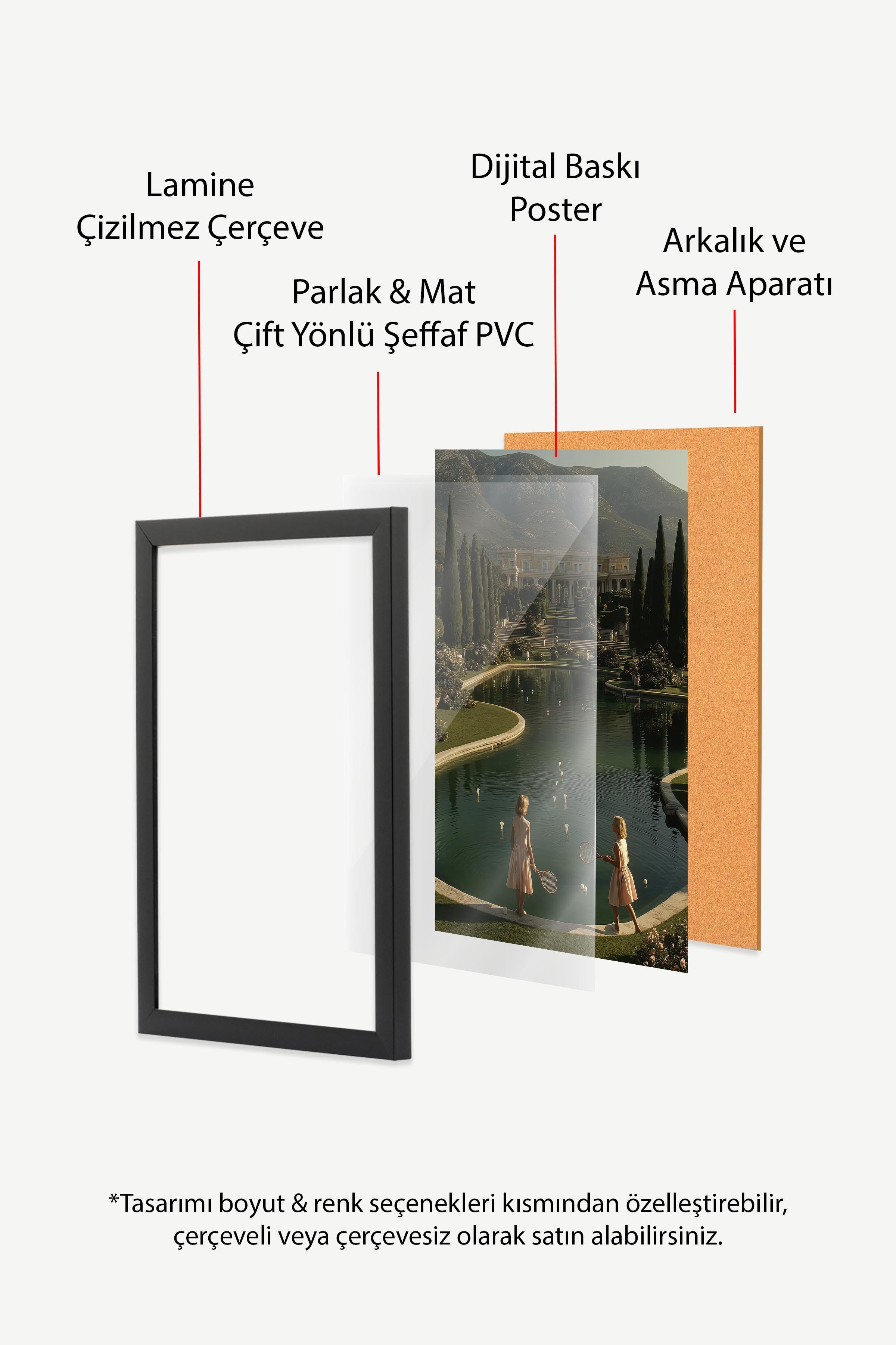 Çocuklar ve Tenis Posteri, Siyah Çerçeveli Poster, Old Money Serisi, NO:113250