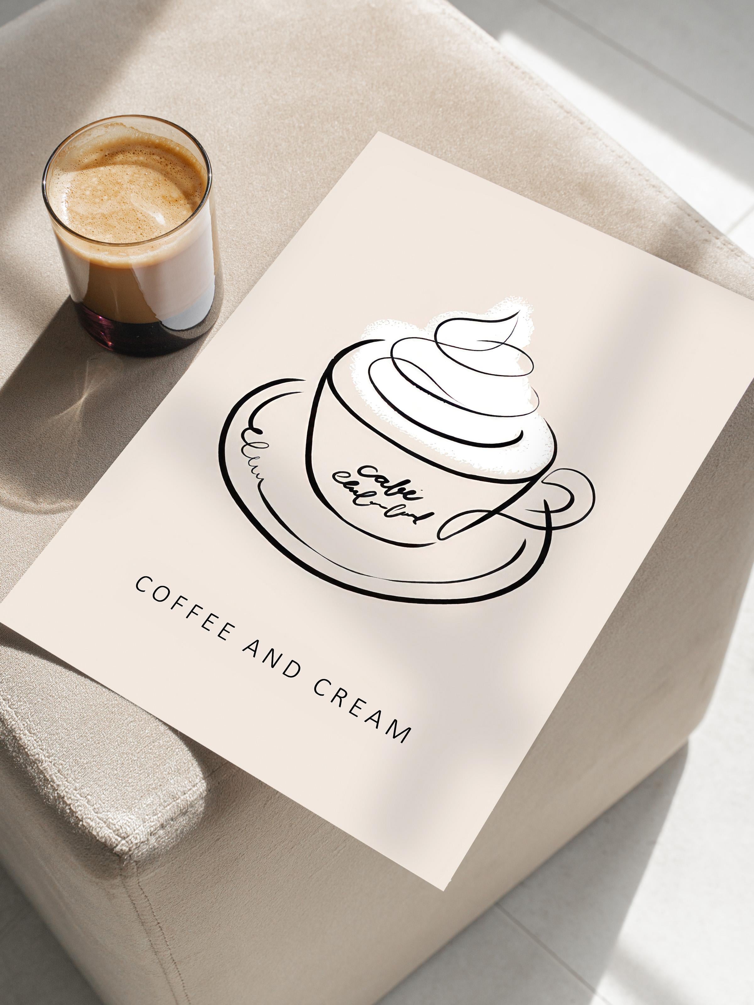 Coffee and Cream Poster, Çerçevesiz Duvar Posteri, Dikey Duvar Tablosu Comfort Serisi NO:108556