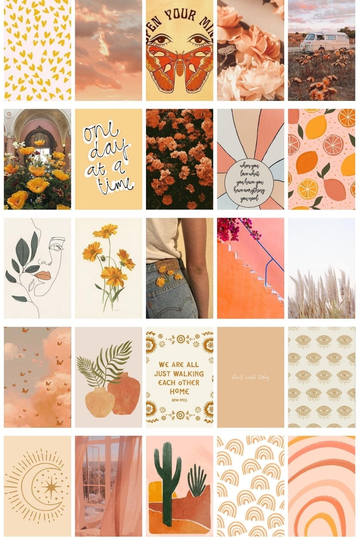 Çöl Temalı Soft Poster Seti - Arkası Yapışkanlı Duvar Posterleri Kolaj Seti - 100 Adet - 10cm*15cm