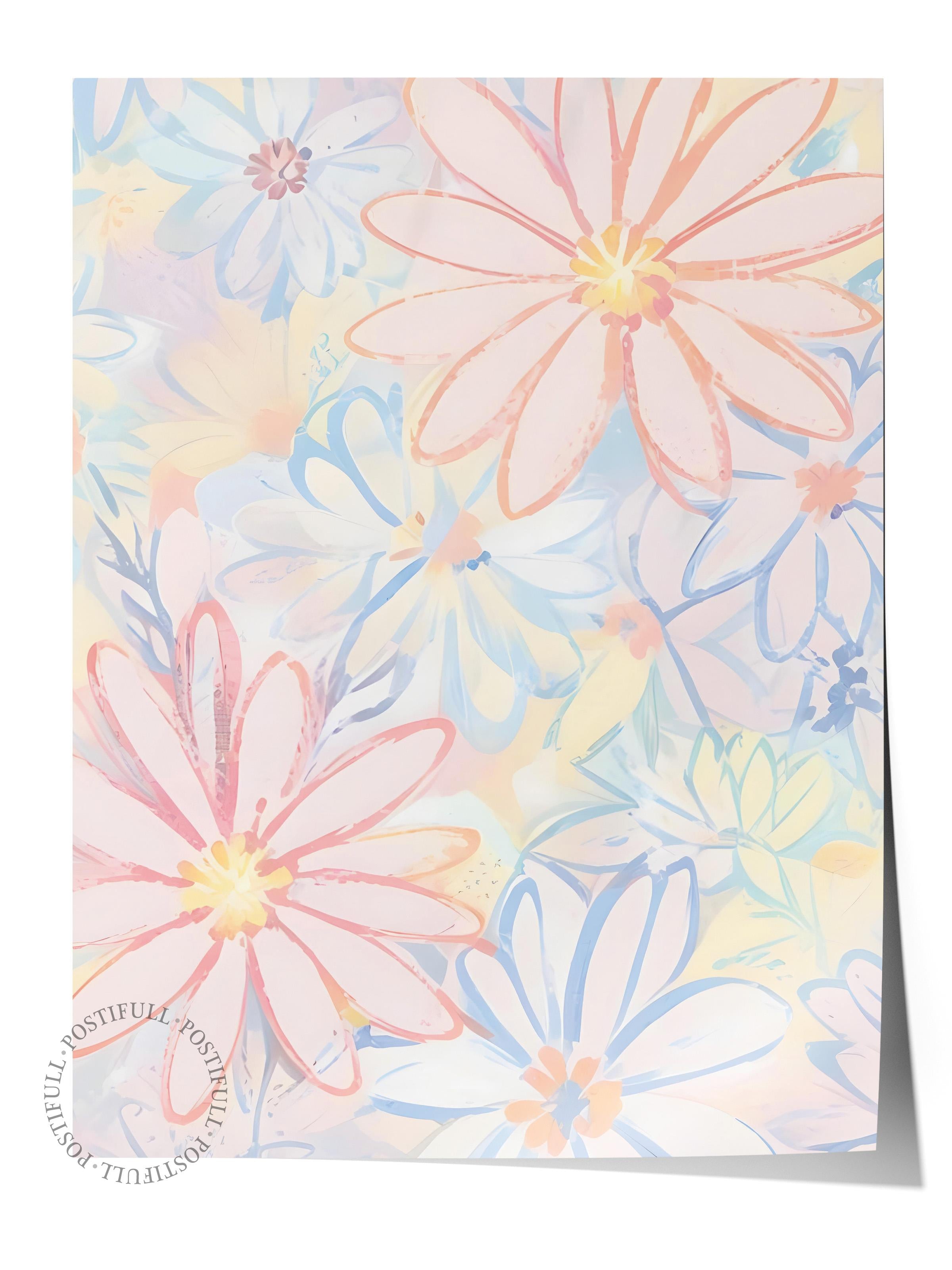 Crowded Blossom Poster, Çerçevesiz Duvar Posteri, Dikey Duvar Tablosu Comfort Serisi NO:108484