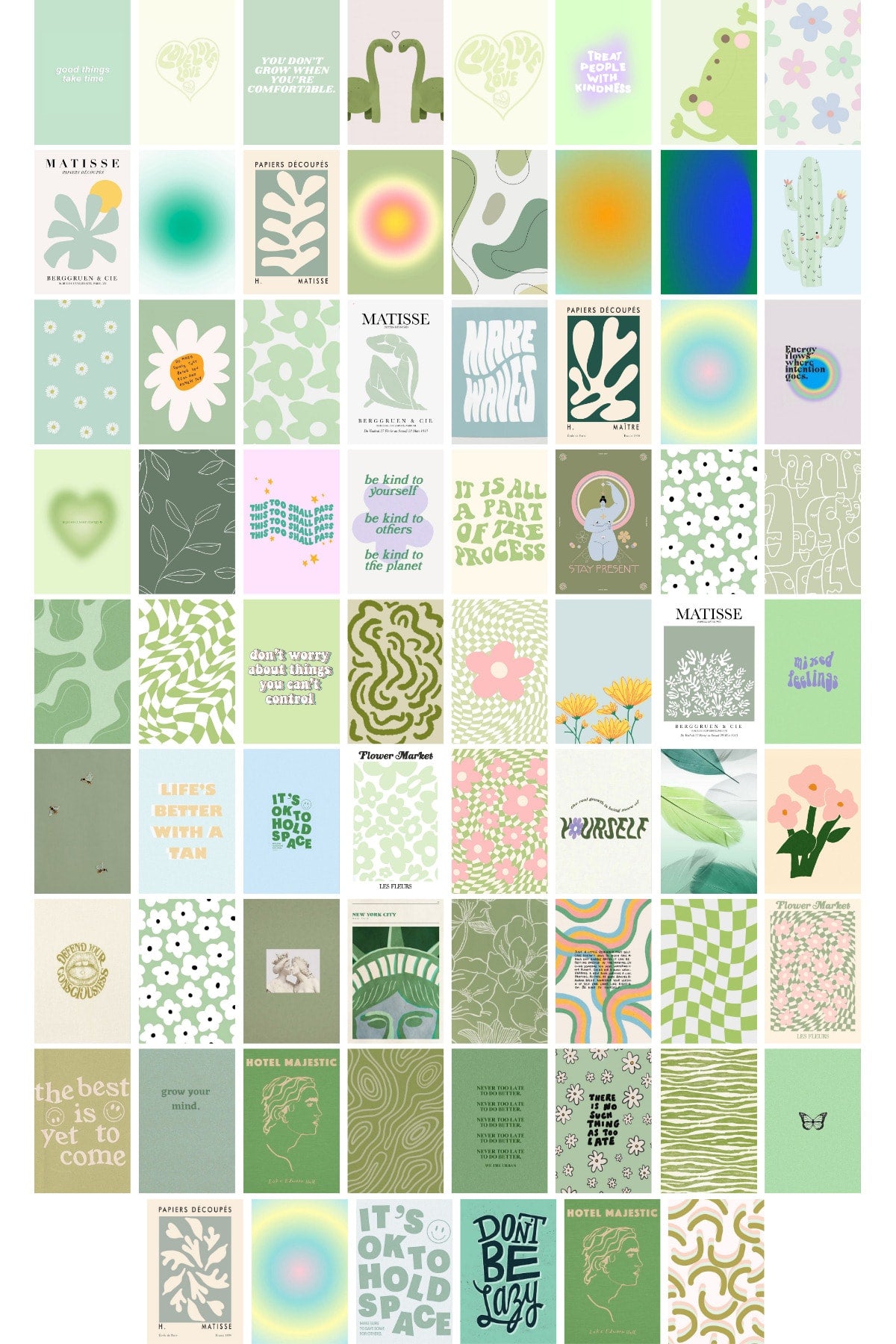 Danish Pastel Poster Seti - Arkası Yapışkanlı Poster Seti - 70 Adet Poster Kolaj Seti, Kutulu Set