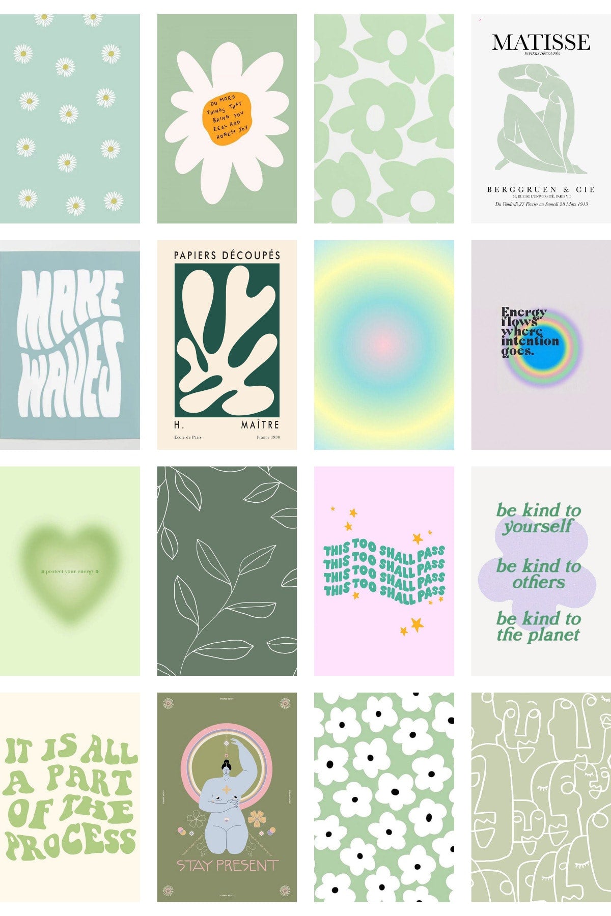 Danish Pastel Poster Seti - Arkası Yapışkanlı Poster Seti - 70 Adet Poster Kolaj Seti, Kutulu Set