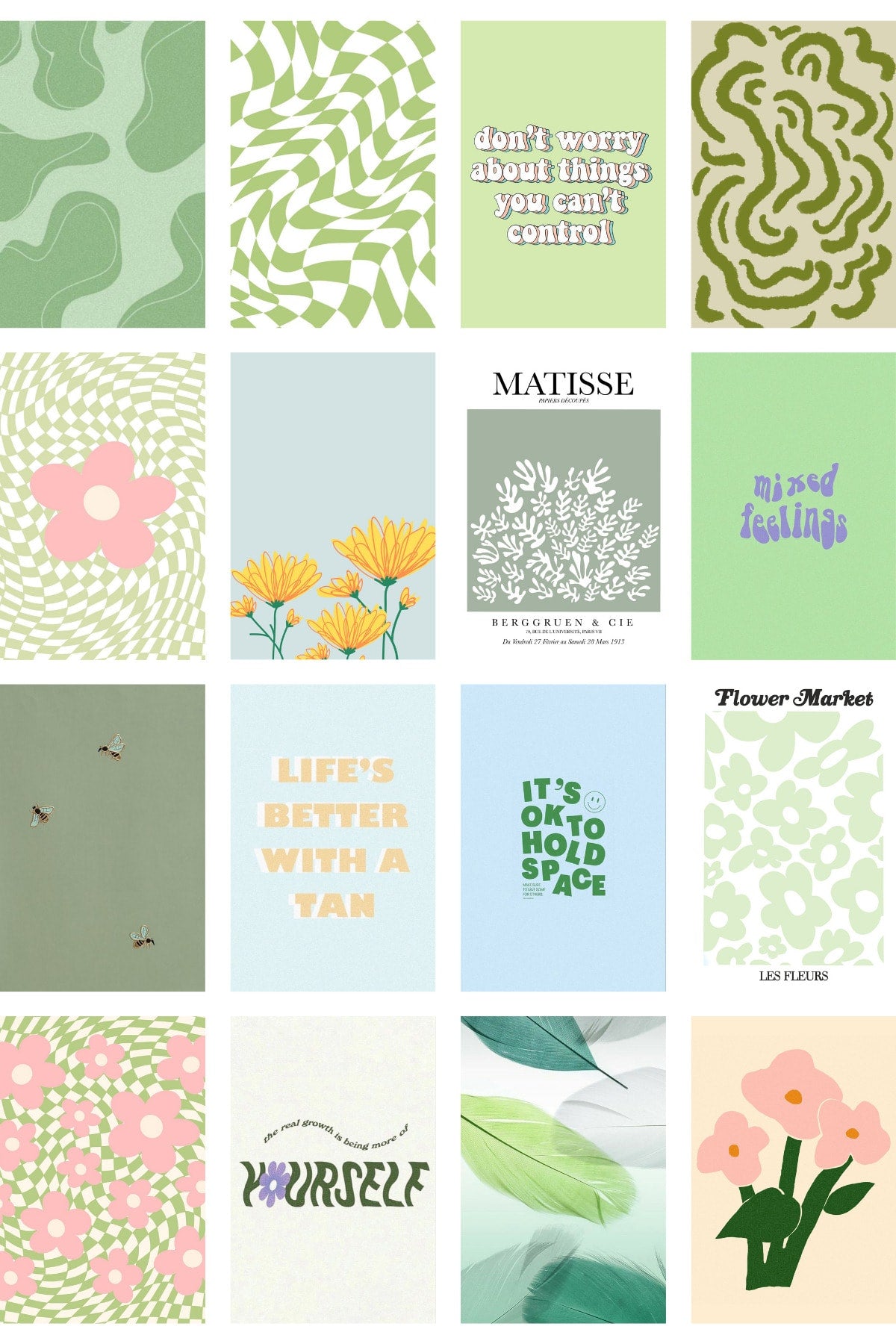 Danish Pastel Poster Seti - Arkası Yapışkanlı Poster Seti - 70 Adet Poster Kolaj Seti, Kutulu Set