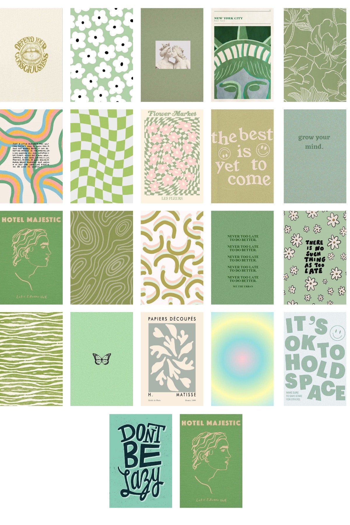 Danish Pastel Poster Seti - Arkası Yapışkanlı Poster Seti - 70 Adet Poster Kolaj Seti, Kutulu Set