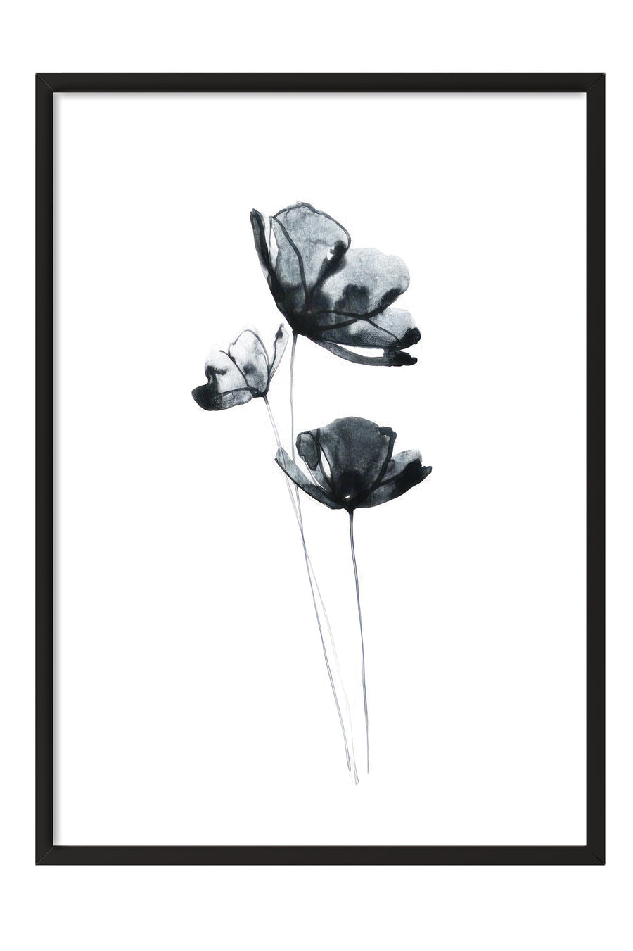 Soyut Çiçekler Poster – Siyah Çerçeveli Tablo