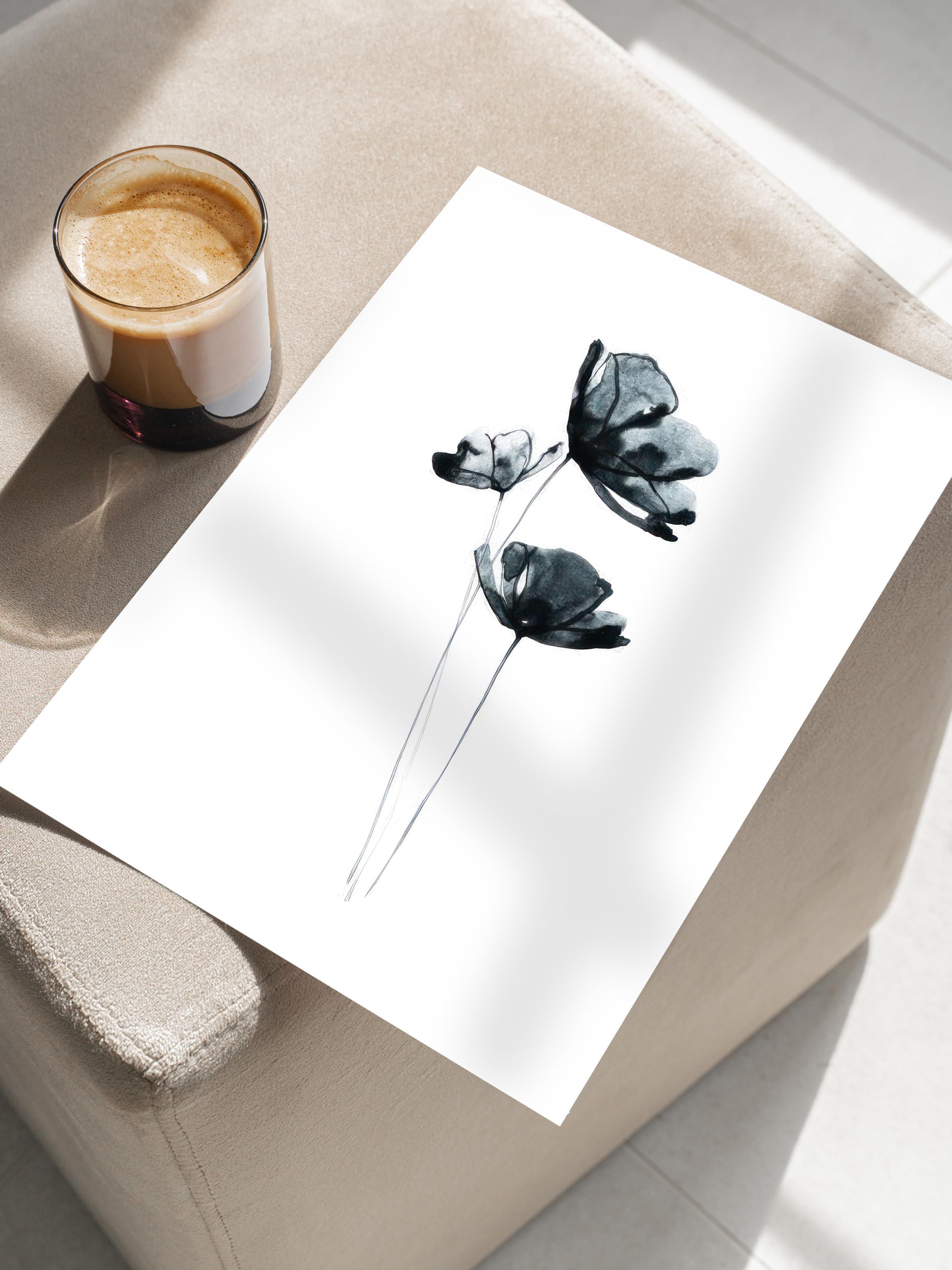 Dark Flowers Poster, Çerçevesiz Duvar Posteri, Dikey Duvar Tablosu Comfort Serisi NO:108517