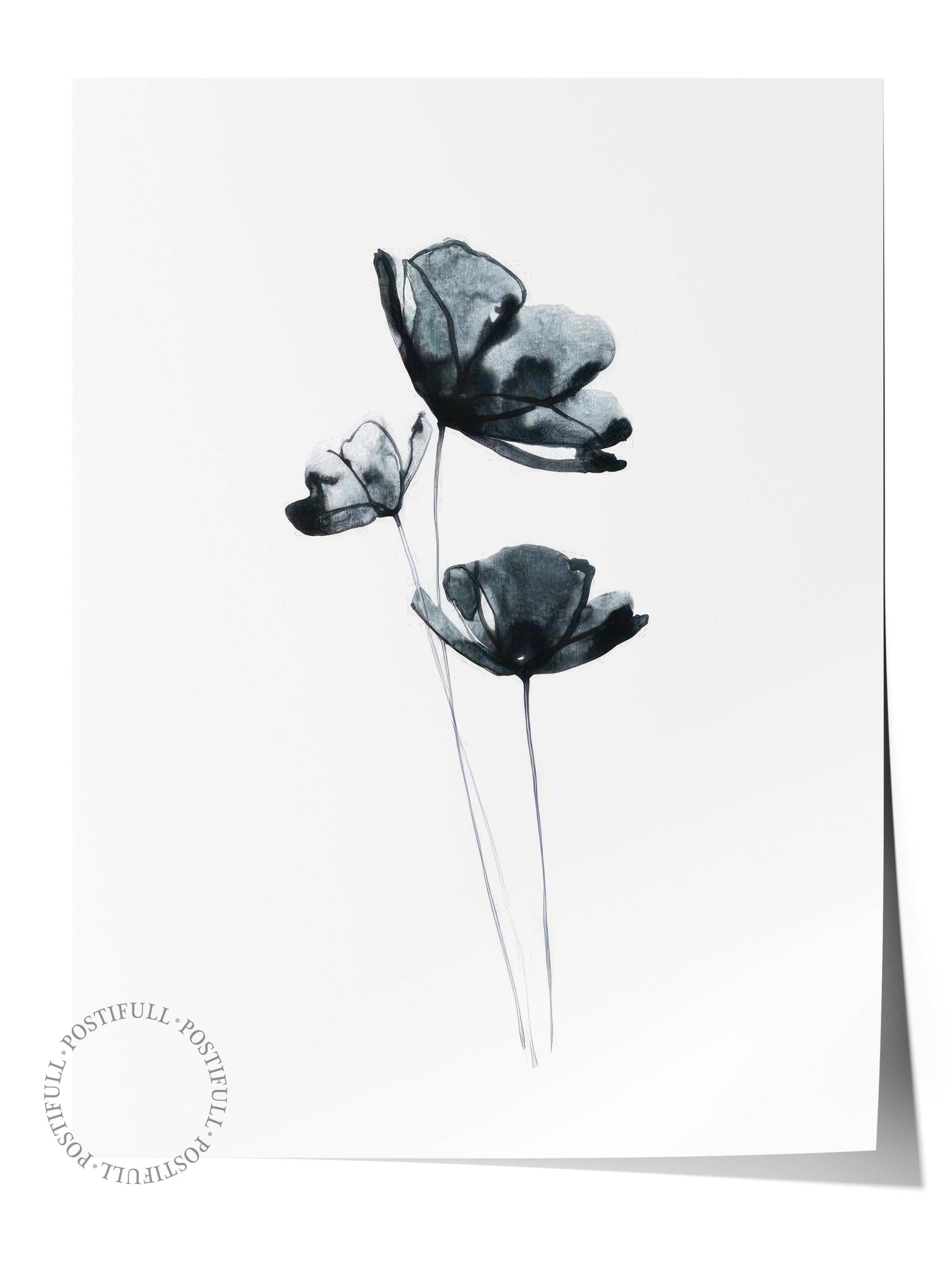 Dark Flowers Poster, Çerçevesiz Duvar Posteri, Dikey Duvar Tablosu Comfort Serisi NO:108517