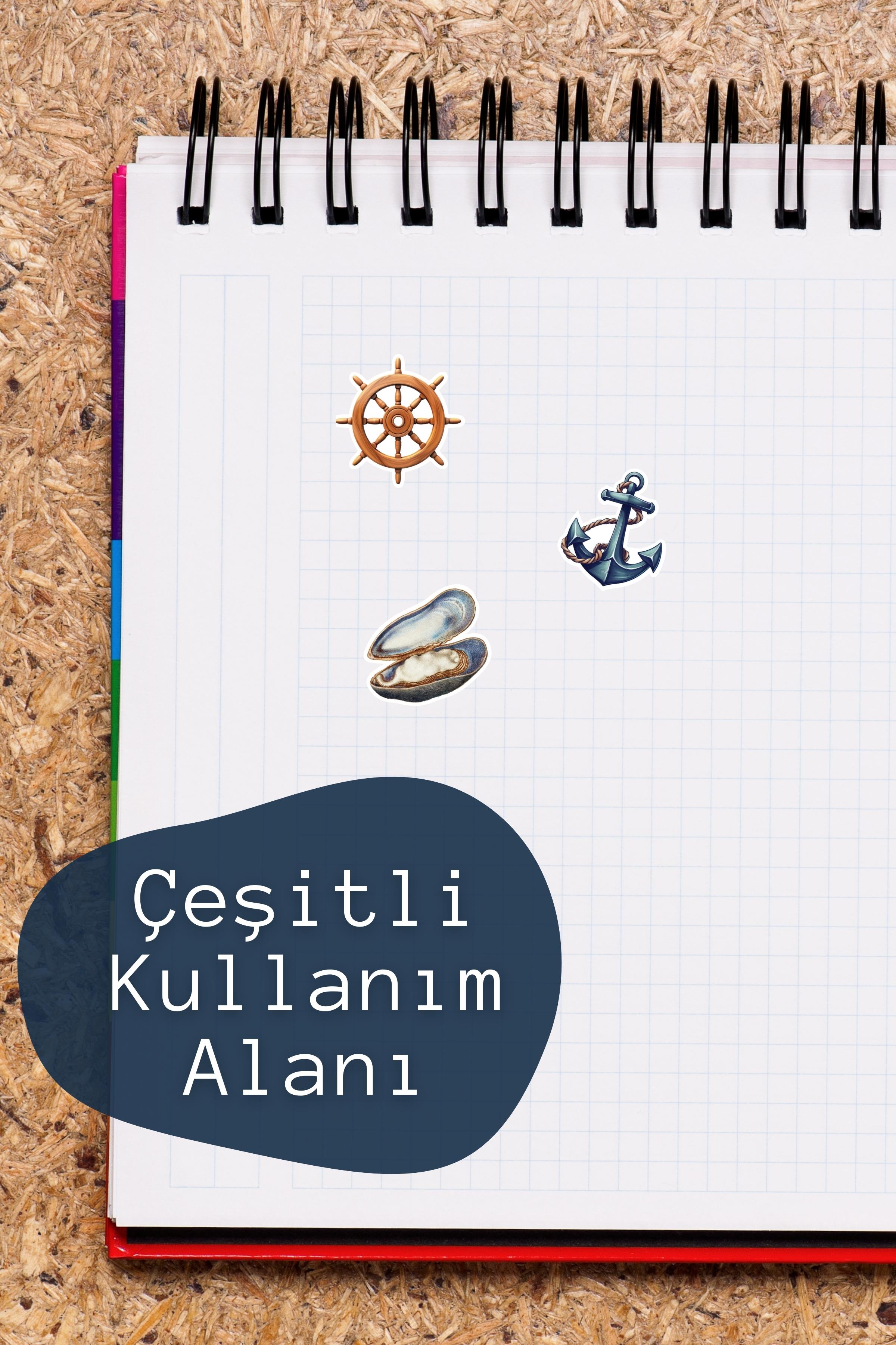 Denizci Etiket Seti, Büyük Boy, 14 Adet Su Geçirmez, Sticker Seti, Laptop, Telefon, Valiz Uyumlu