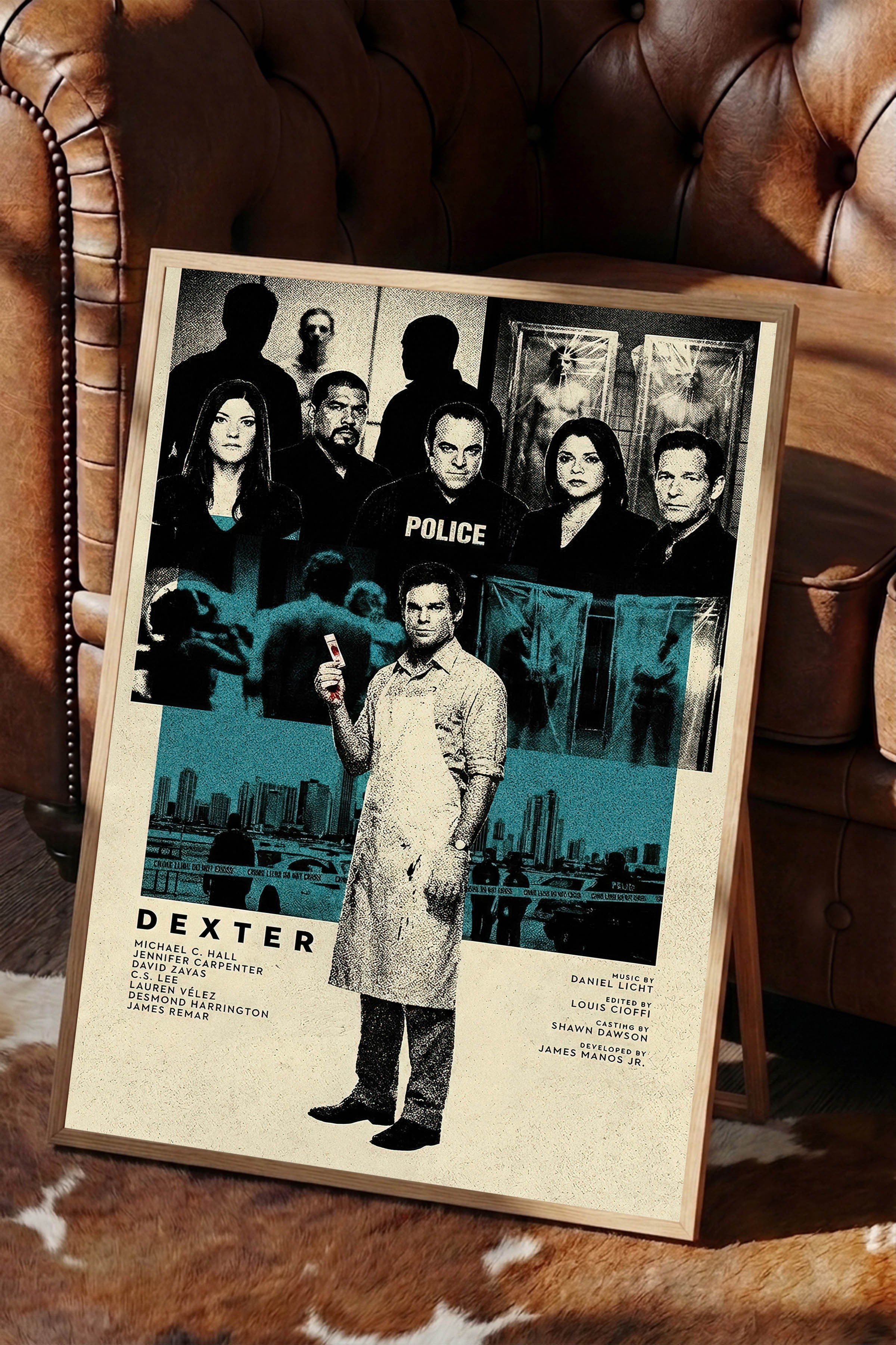 Dexter Ahşap Çerçeveli Poster, Sinema ve Dizi Tablo, Film Dizi Afişleri NO:112776