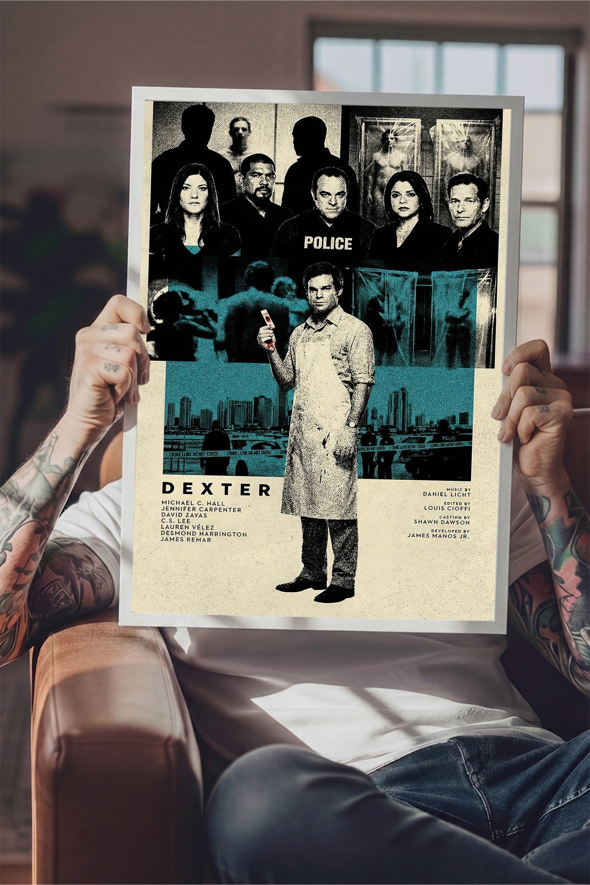 Dexter Beyaz Çerçeveli Poster, Sinema ve Dizi Tablo, Film Dizi Afişleri NO:112776