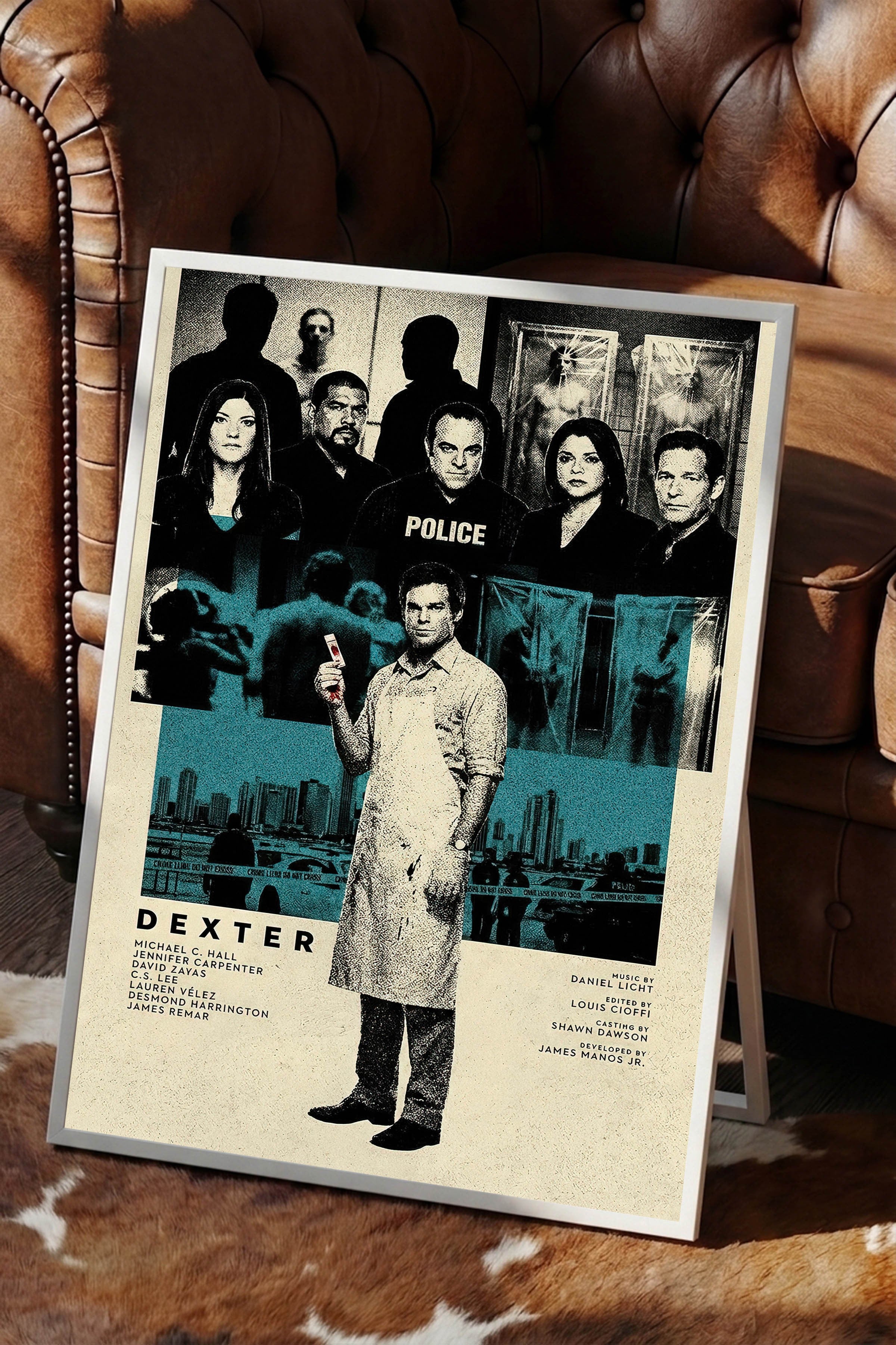 Dexter Beyaz Çerçeveli Poster, Sinema ve Dizi Tablo, Film Dizi Afişleri NO:112776