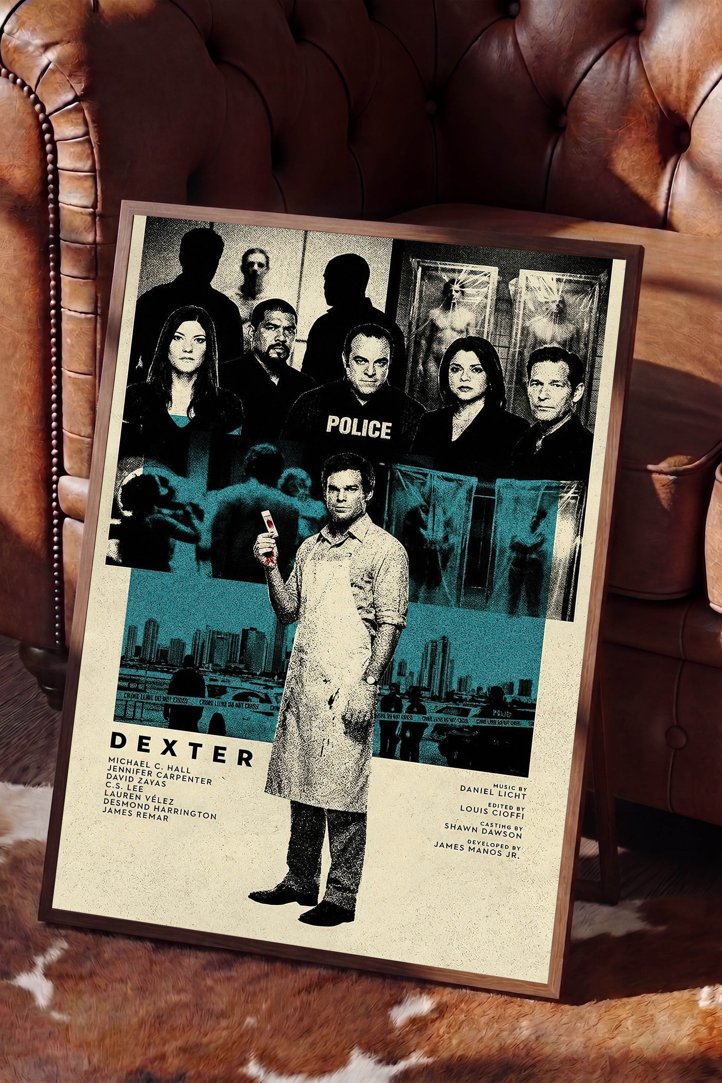Dexter Kahverengi Çerçeveli Poster, Sinema ve Dizi Tablo, Film Dizi Afişleri NO:112776