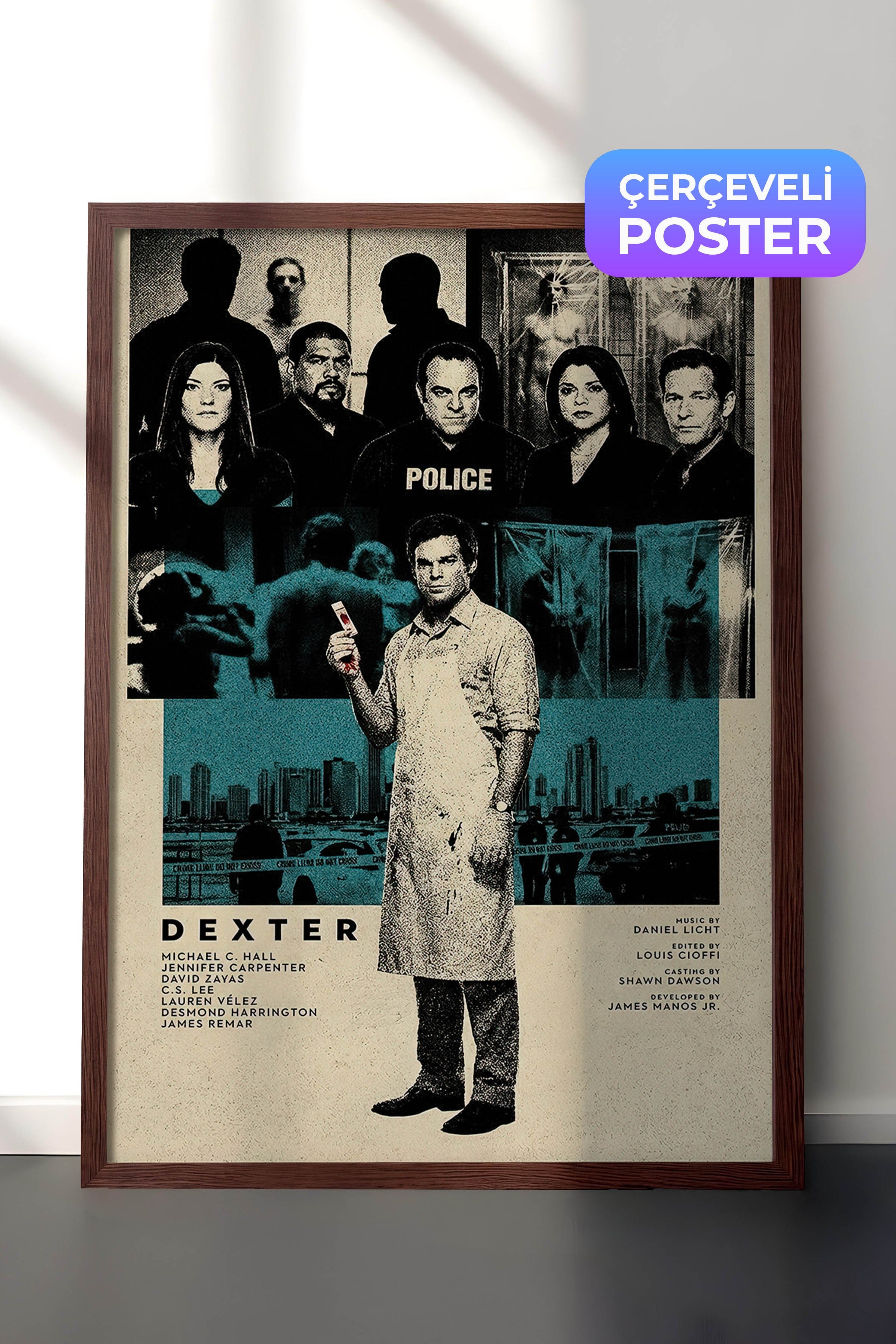 Dexter Kahverengi Çerçeveli Poster, Sinema ve Dizi Tablo, Film Dizi Afişleri NO:112776