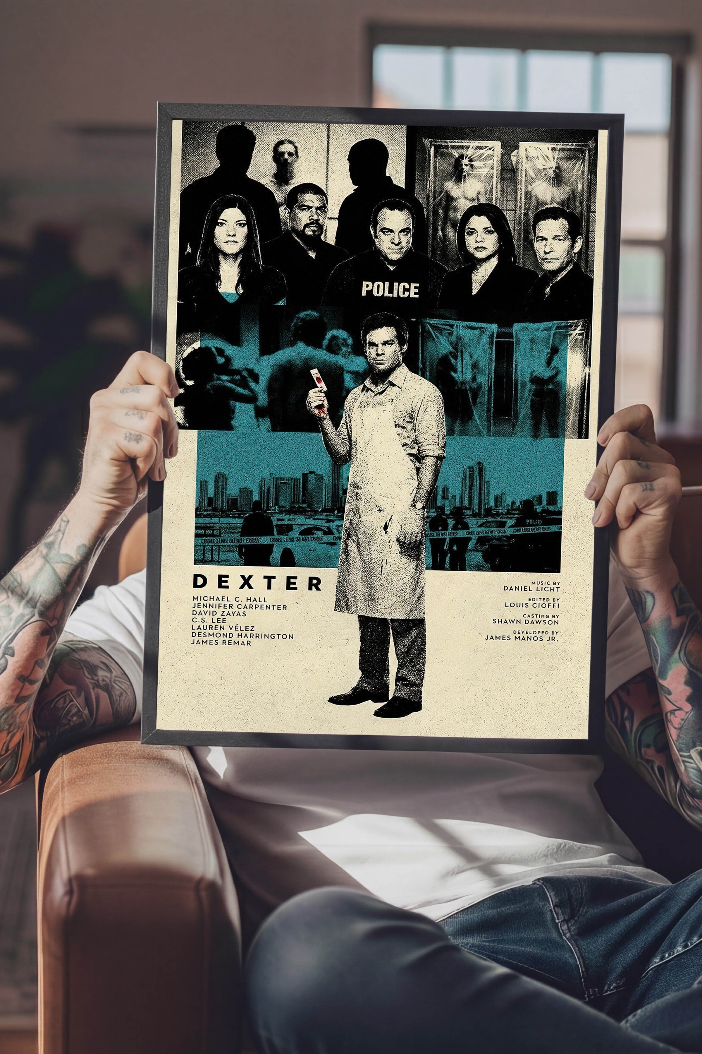 Dexter Siyah Çerçeveli Poster, Sinema ve Dizi Tablo, Film Dizi Afişleri NO:112776
