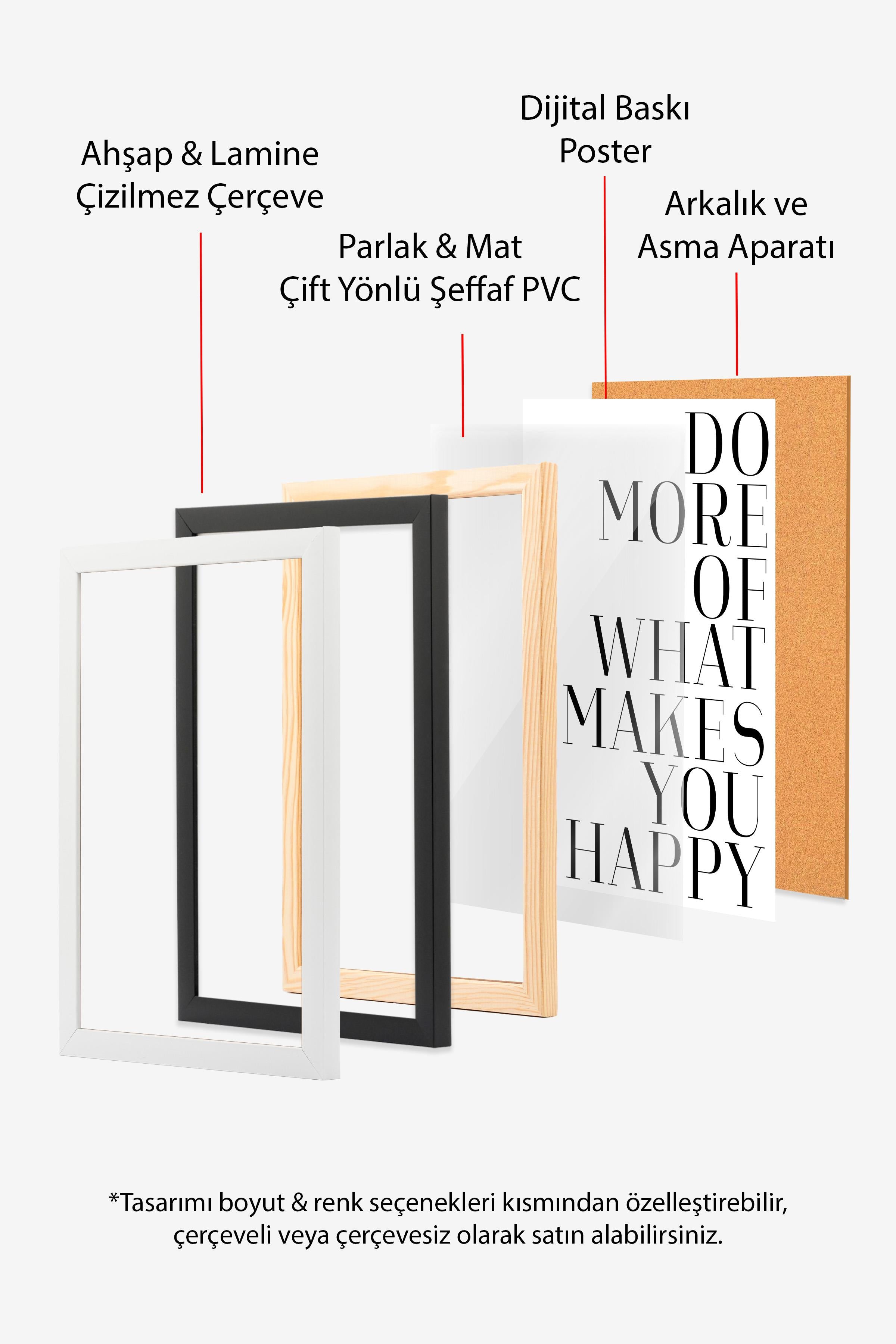 Do More of What Makes You Happy Siyah Çerçeveli Tablo, Duvar Tablosu Comfort Serisi NO:108561
