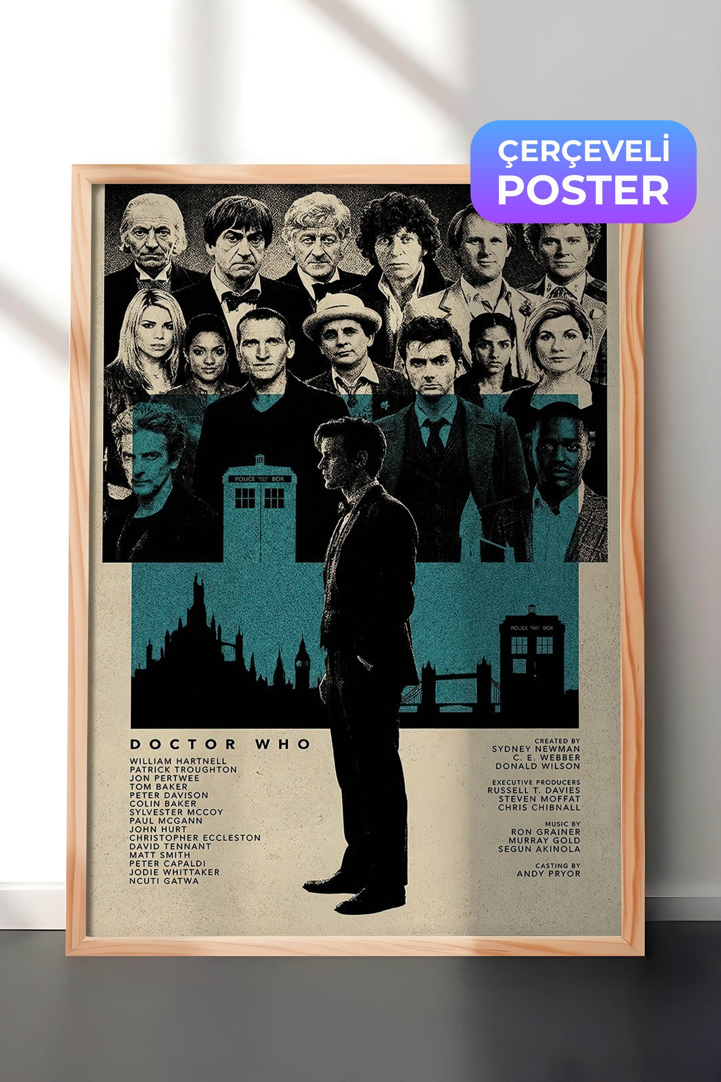 Doctor Who Ahşap Çerçeveli Poster, Sinema ve Dizi Tablo, Film Dizi Afişleri NO:112800