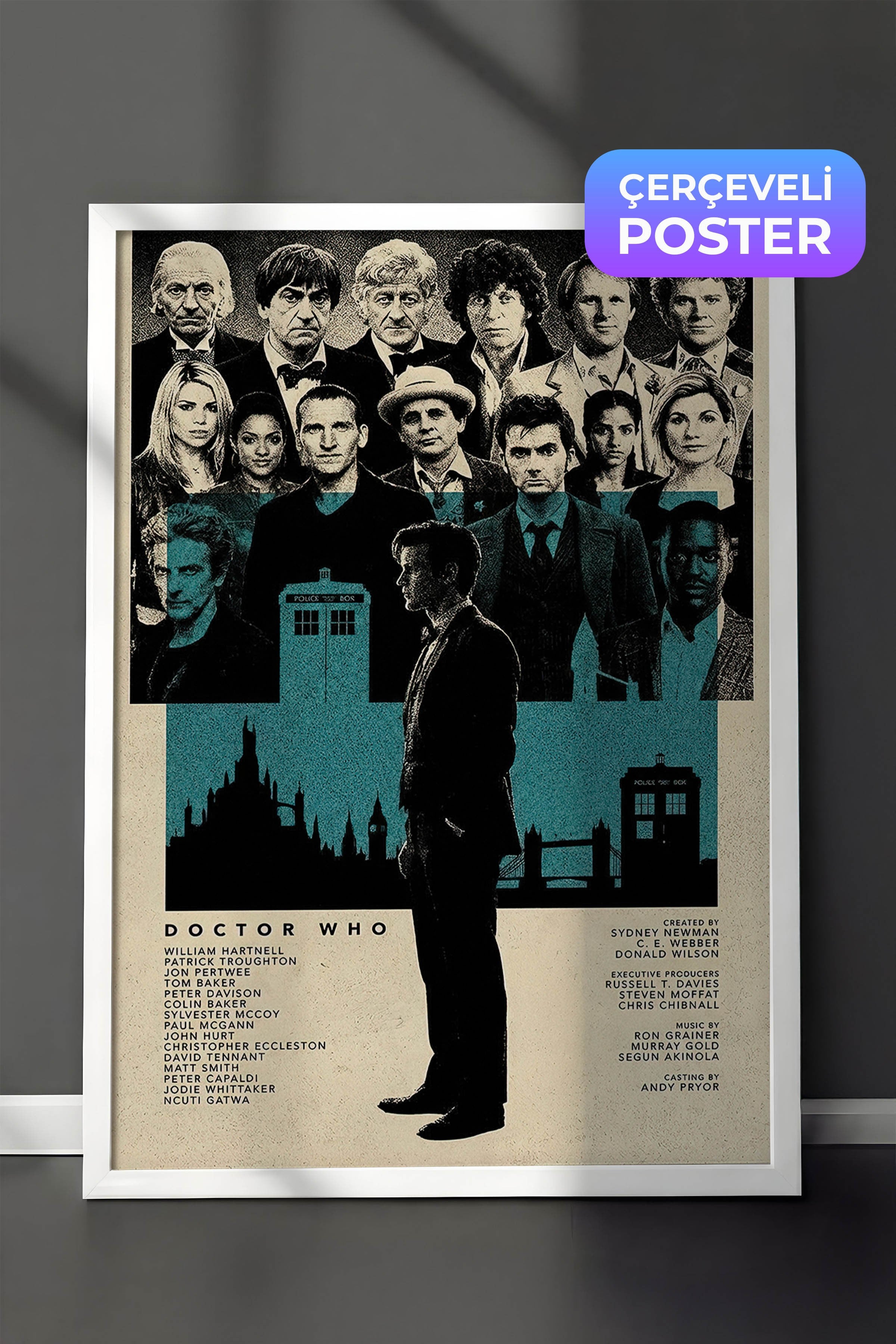 Doctor Who Beyaz Çerçeveli Poster, Sinema ve Dizi Tablo, Film Dizi Afişleri NO:112800