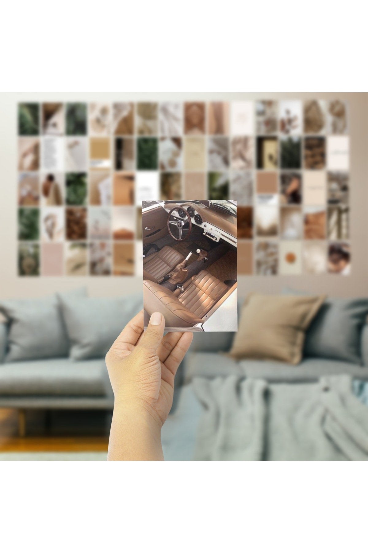 Doğal Duvar Posteri Kolaj Set - 70 Adet - Arkası Yapışkanlı - Boho Poster Seti - 10cm*15cm