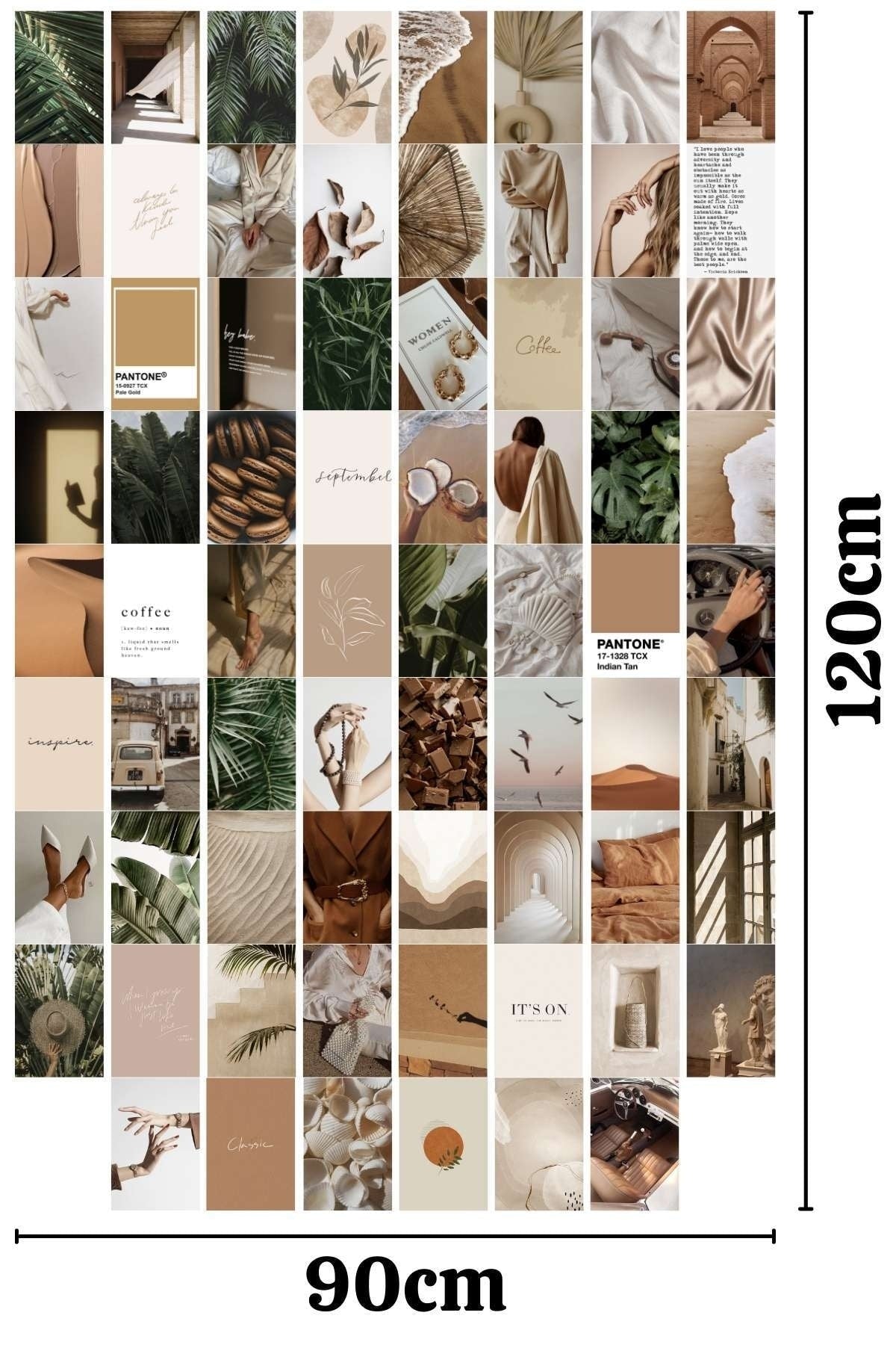 Doğal Duvar Posteri Kolaj Set - 70 Adet - Arkası Yapışkanlı - Boho Poster Seti - 10cm*15cm