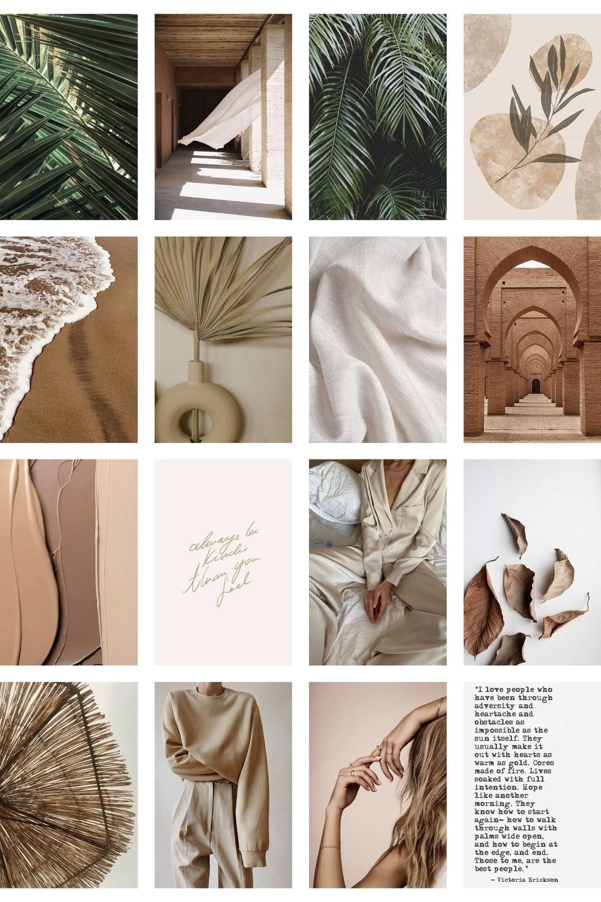 Doğal Duvar Posteri Kolaj Set - 70 Adet - Arkası Yapışkanlı - Boho Poster Seti - 10cm*15cm