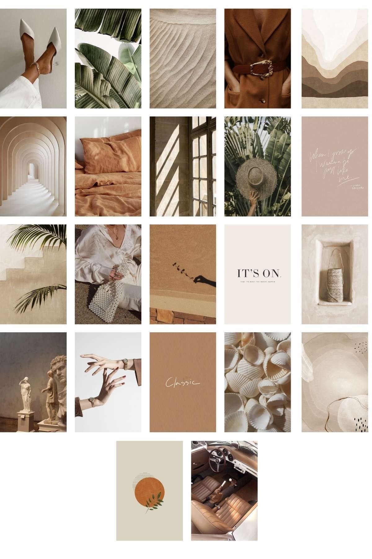 Doğal Duvar Posteri Kolaj Set - 70 Adet - Arkası Yapışkanlı - Boho Poster Seti - 10cm*15cm