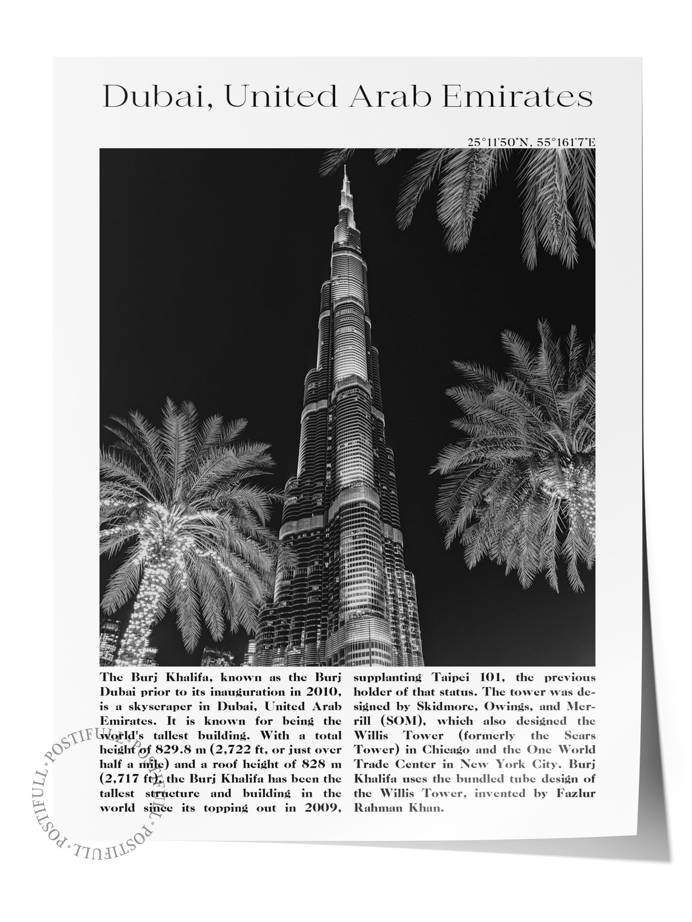 Dubai - Birleşik Arap Emirlikleri, Şehir Temalı Poster, Çerçevesiz Duvar Posteri, NO:30011