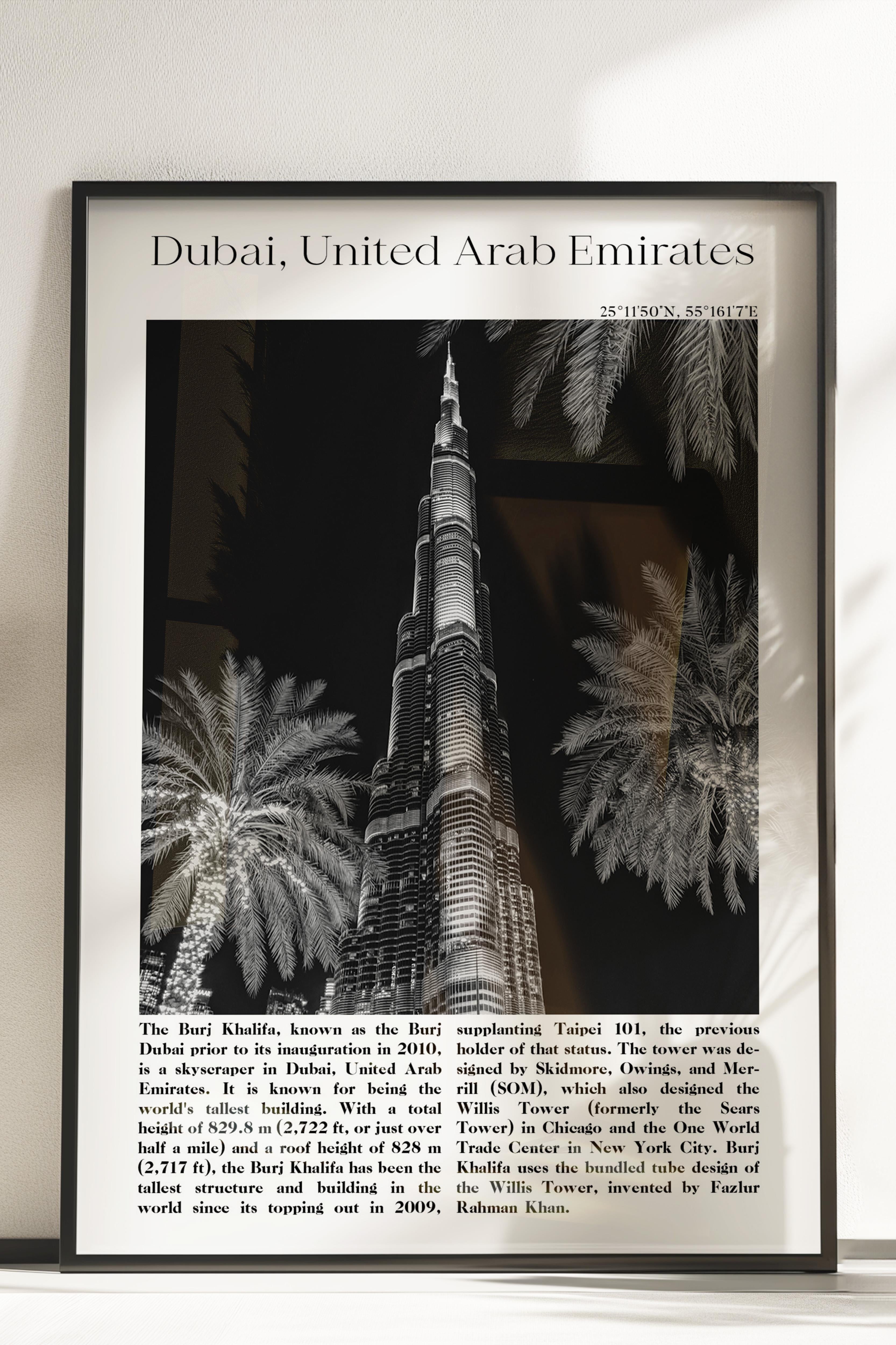 Dubai - Birleşik Arap Emirlikleri, Şehir Temalı Poster, Çerçevesiz Duvar Posteri, NO:30011