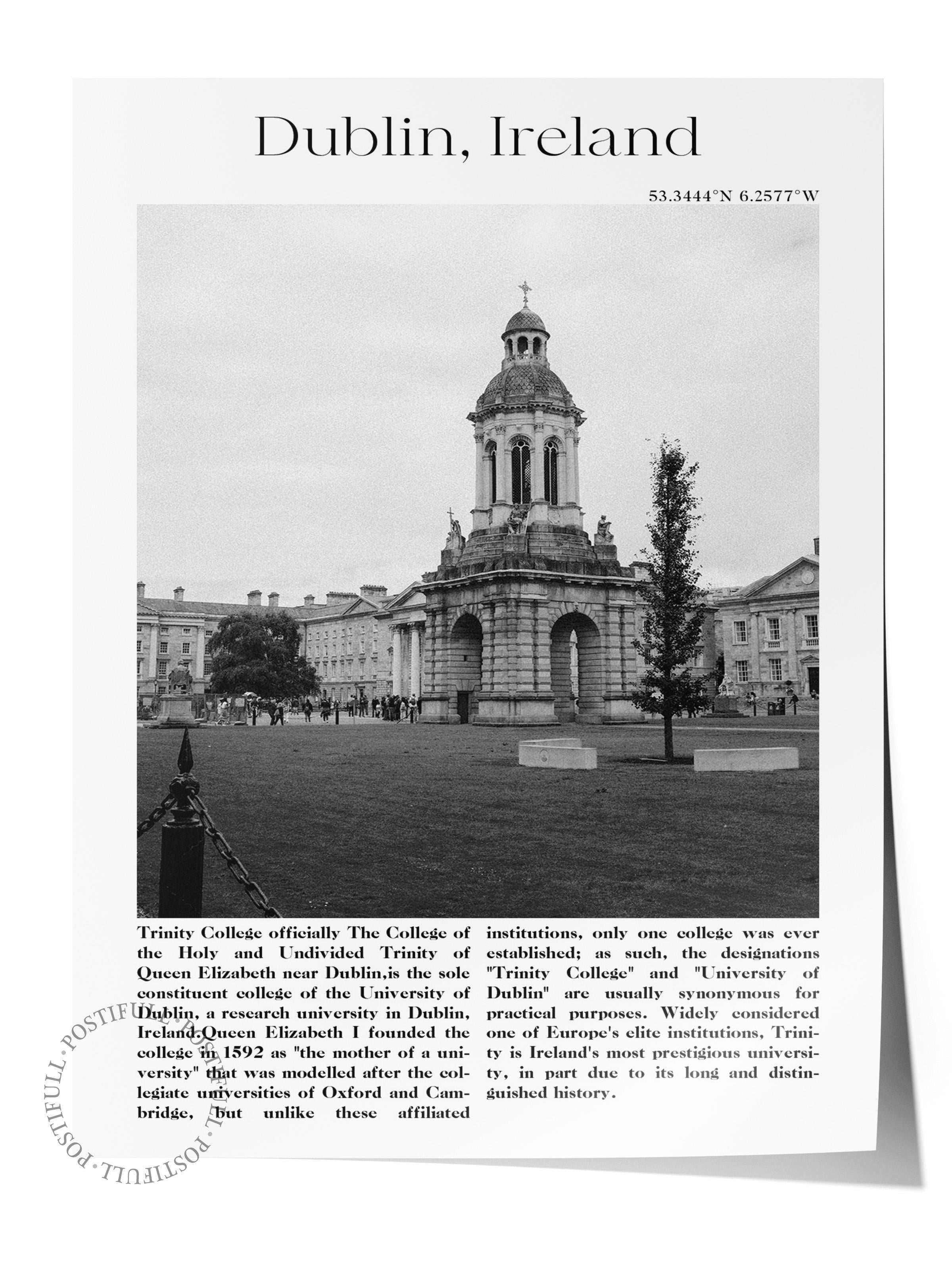 Dublin - İrlanda, Şehir Temalı Poster, Çerçevesiz Duvar Posteri, NO:30012
