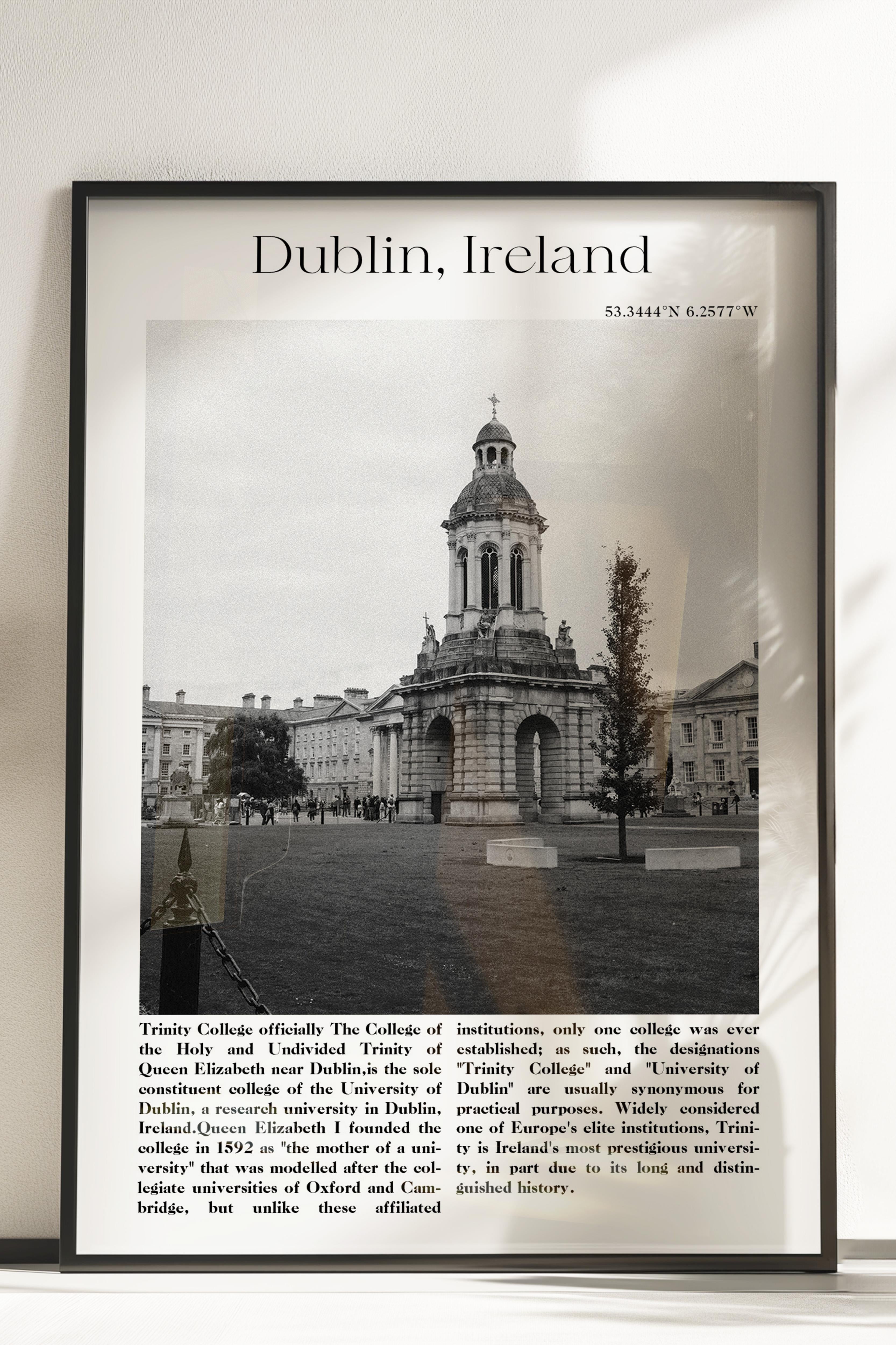 Dublin - İrlanda, Şehir Temalı Poster, Çerçevesiz Duvar Posteri, NO:30012