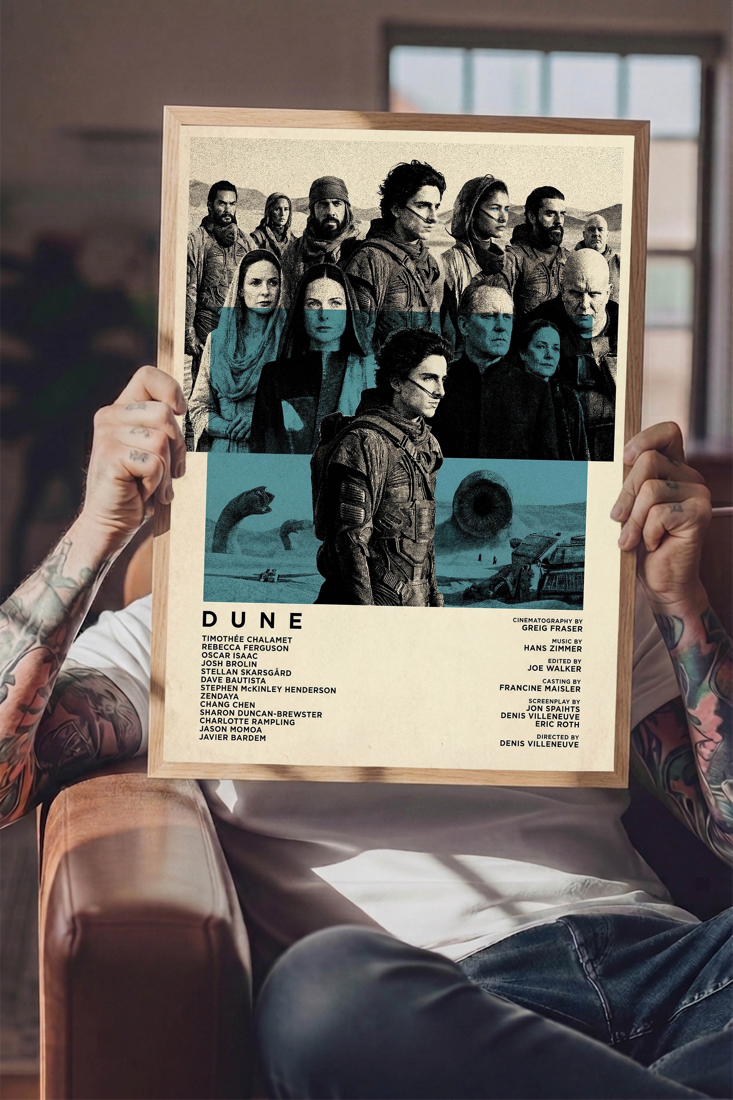 Dune Ahşap Çerçeveli Poster, Sinema ve Dizi Tablo, Film Dizi Afişleri NO:112817