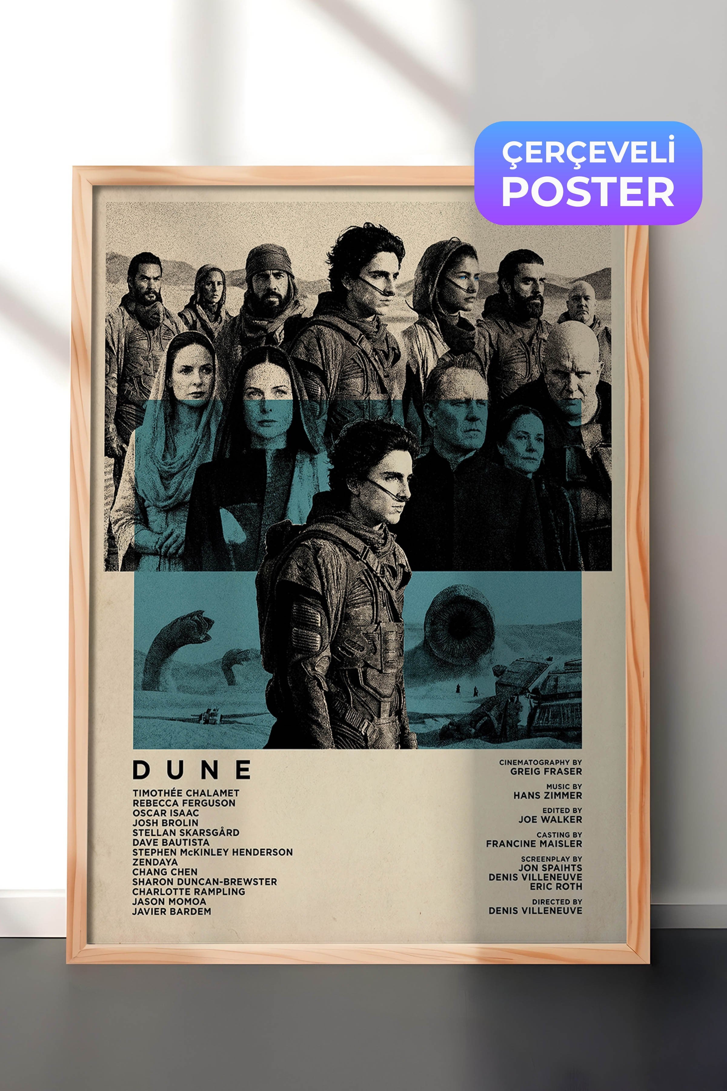 Dune Ahşap Çerçeveli Poster, Sinema ve Dizi Tablo, Film Dizi Afişleri NO:112817