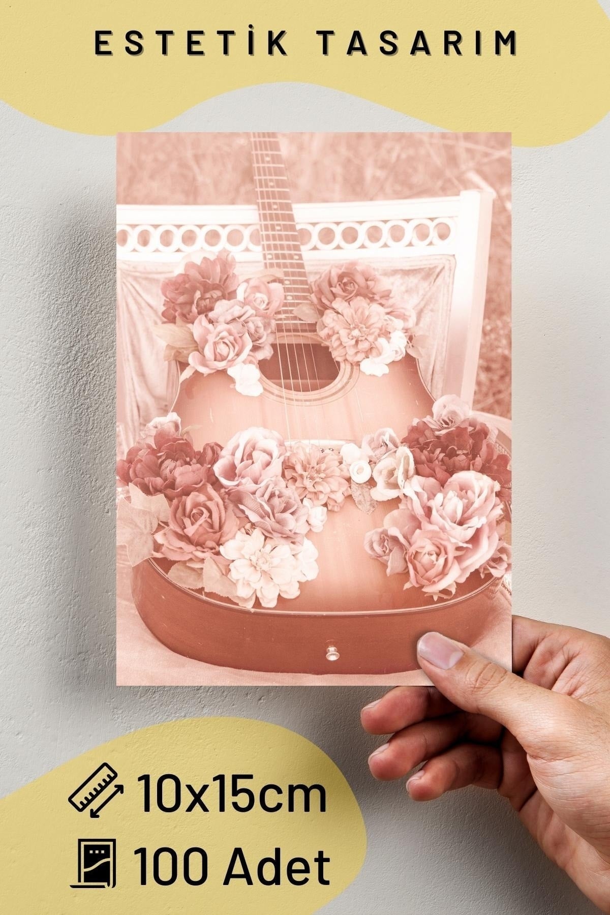 Dusty Duvar Posteri Kolaj Set - Arkası Yapışkanlı 100 Adet - Toz Pembe Poster Seti - 10cm*15cm