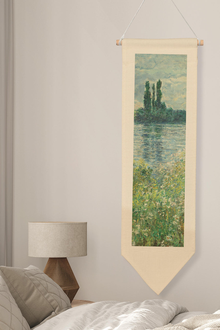 Nehir Kıyısında Ağaçlar ve Çiçekler Estetik Flama Monet Kanvas Tablo