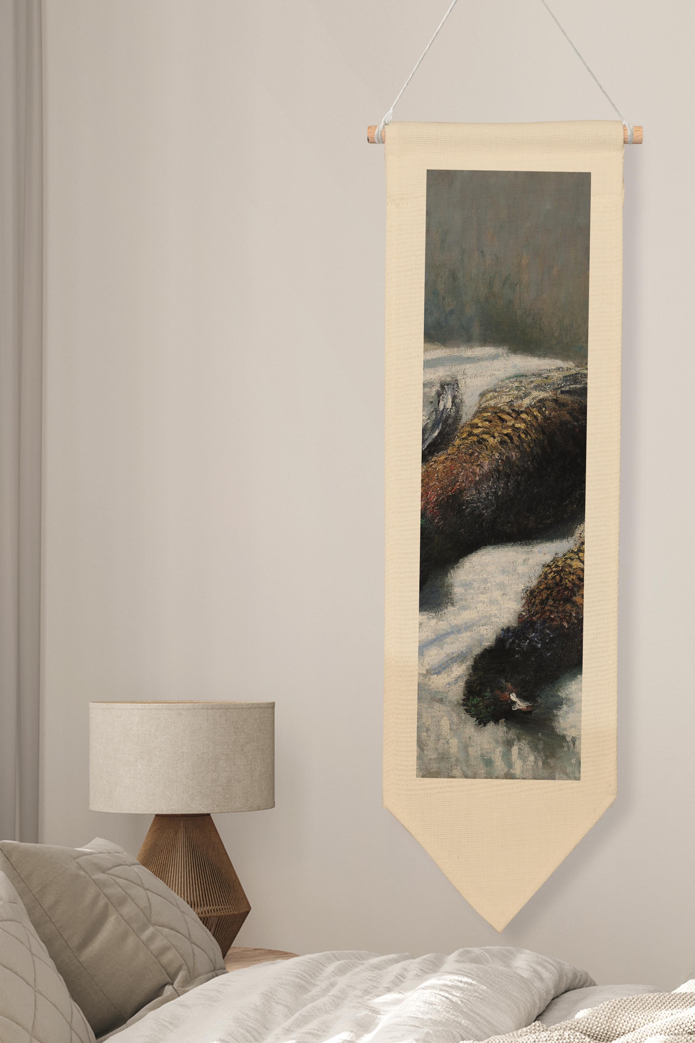 Duvar Halısı Pinterest Oda Dekoru, Monet Sanat Serisi, 100cm Kanvas Flama Askılı Duvar Örtüsü NO:620