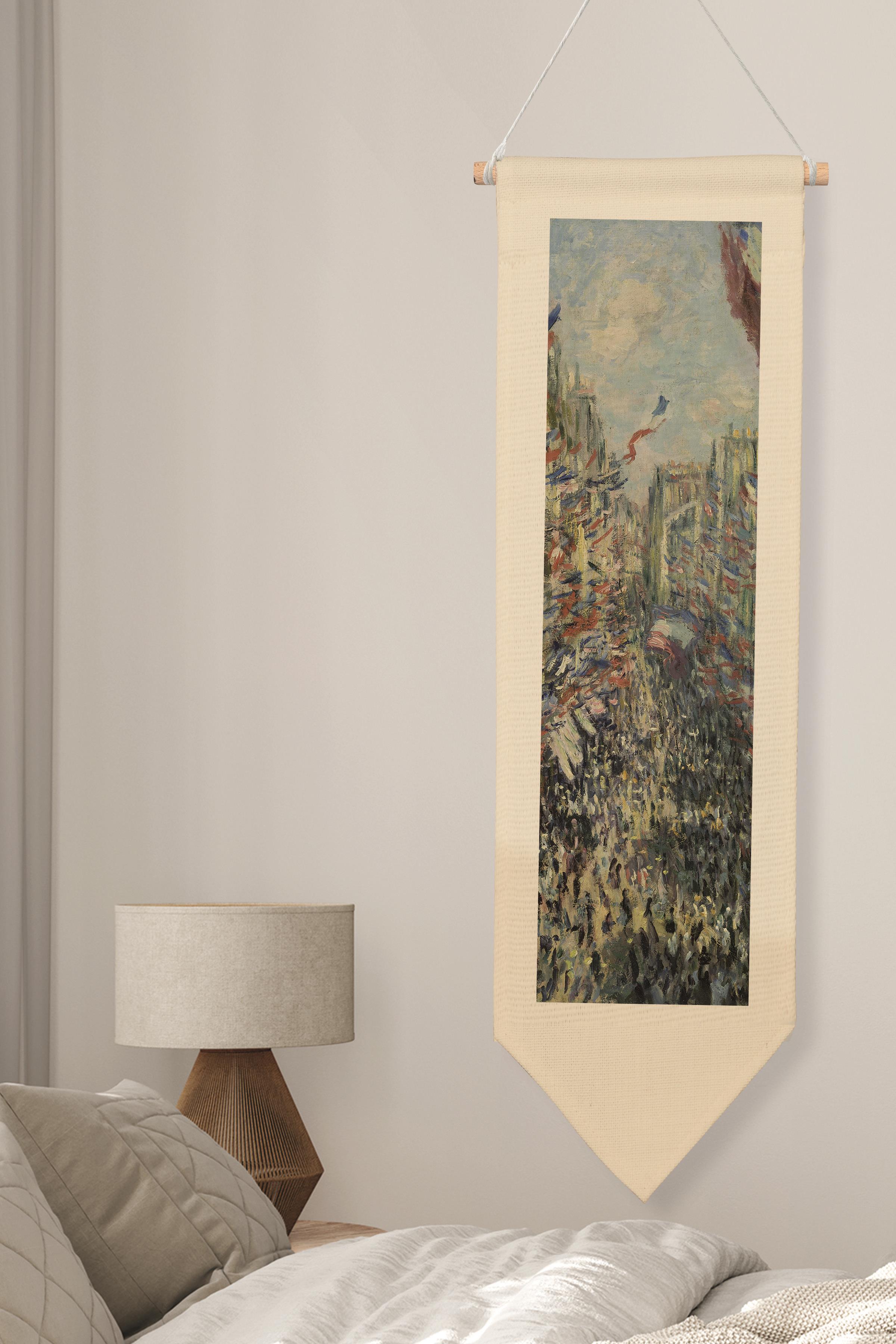 Duvar Halısı Pinterest Oda Dekoru, Monet Sanat Serisi, 100cm Kanvas Flama Askılı Duvar Örtüsü NO:634