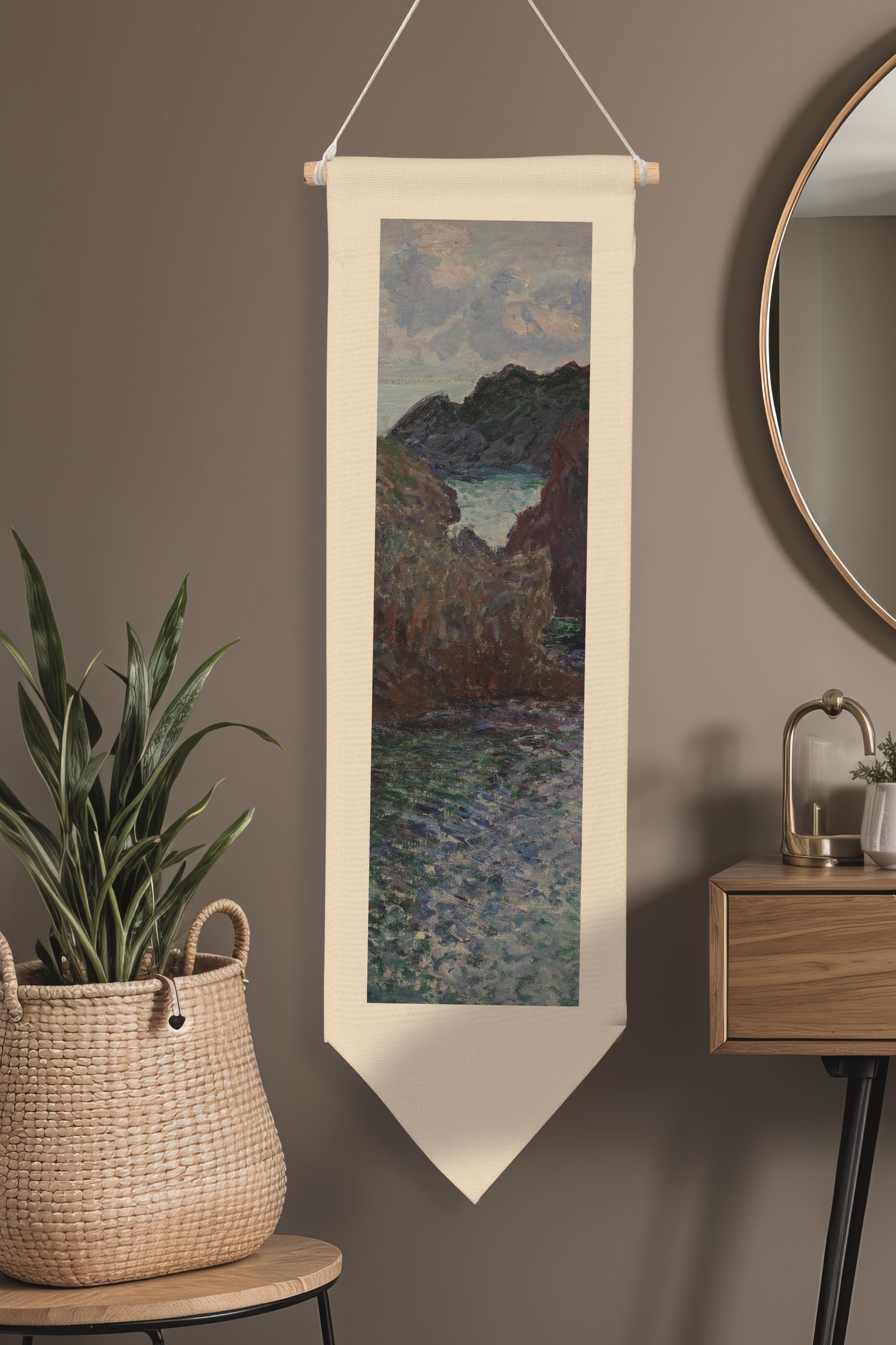 Duvar Halısı Pinterest Oda Dekoru, Monet Sanat Serisi, 100cm Kanvas Flama Askılı Duvar Örtüsü NO:643