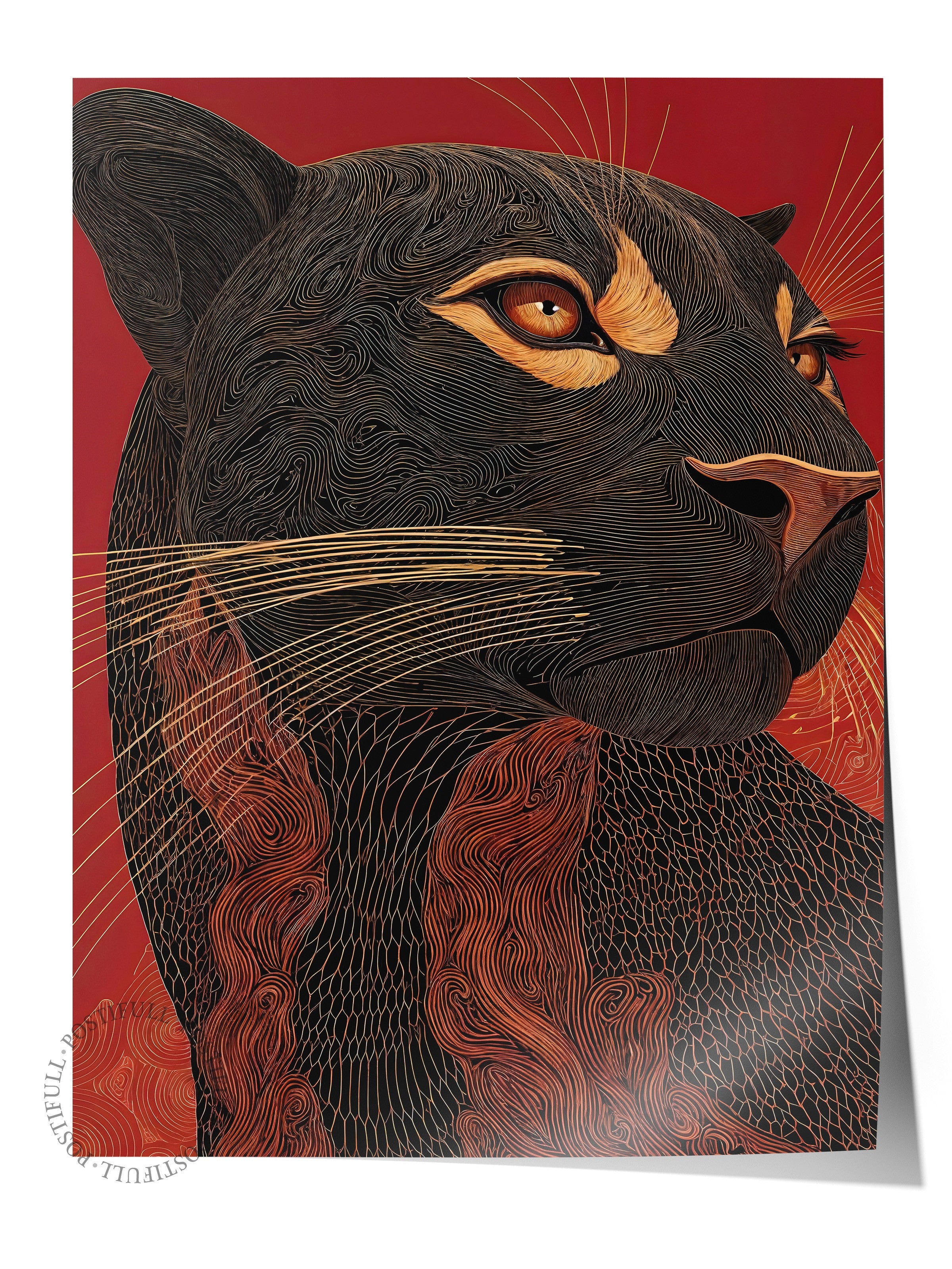 Duvar Posteri, Çerçevesiz Poster, Sanatsal Baskı, Ritüel Serisi, Leopar Tablo, NO:115267
