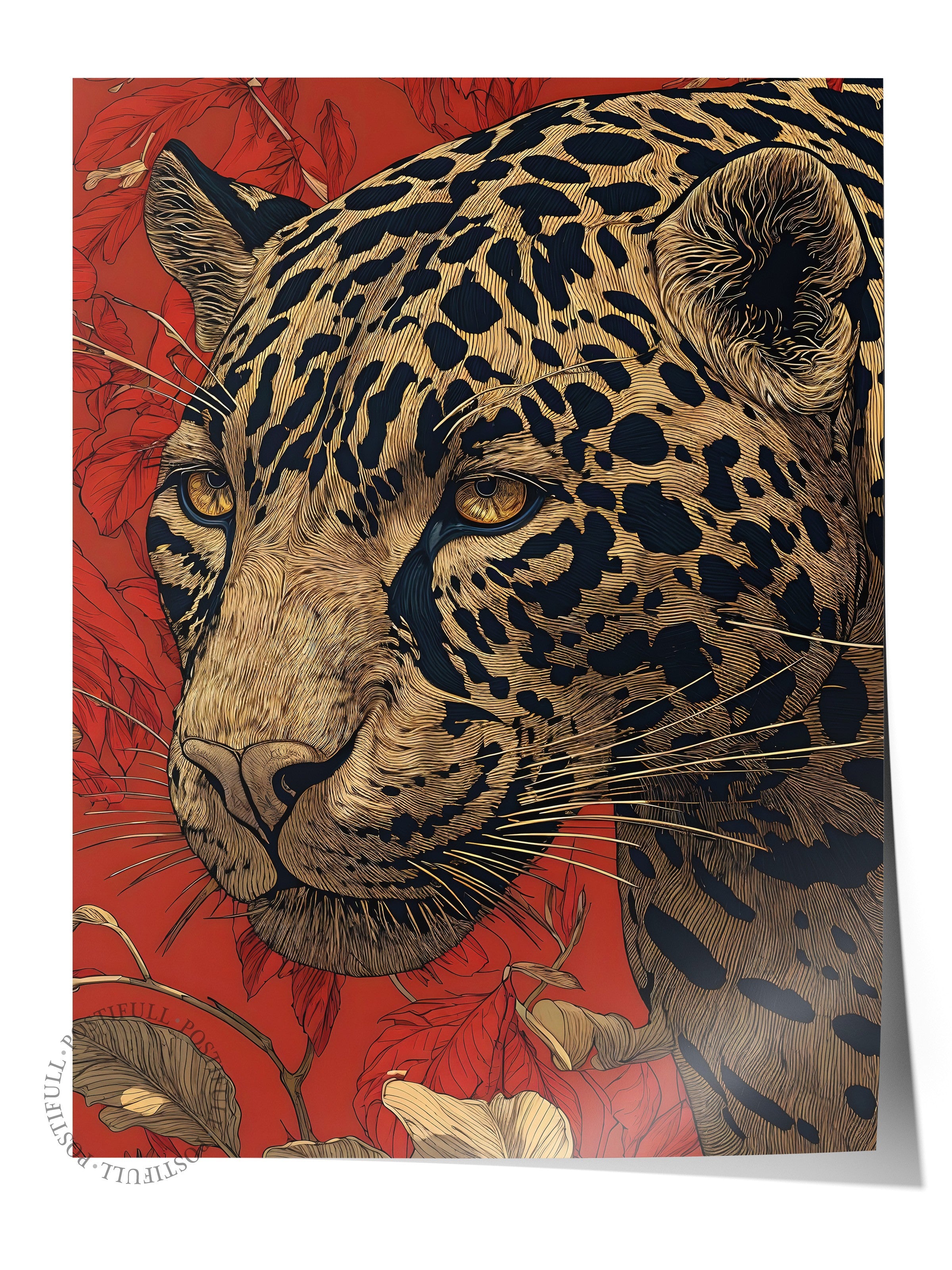 Duvar Posteri, Çerçevesiz Poster, Sanatsal Baskı, Ritüel Serisi, Leopar Tablo, NO:115273