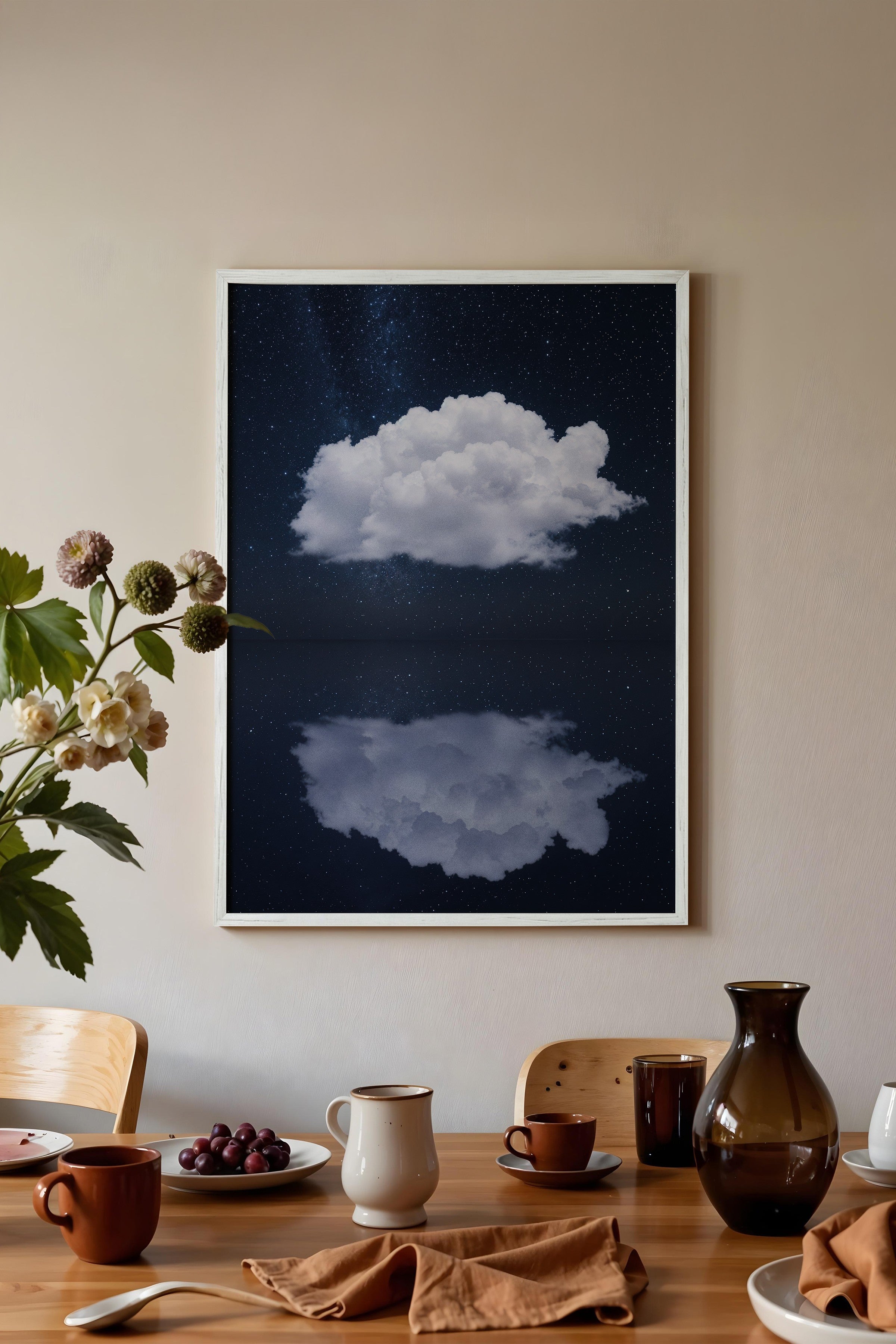 Duvar Tablosu, Beyaz Çerçeveli Tablo ve Poster, Ritüel Serisi, Bulut Tablo, NO:115203