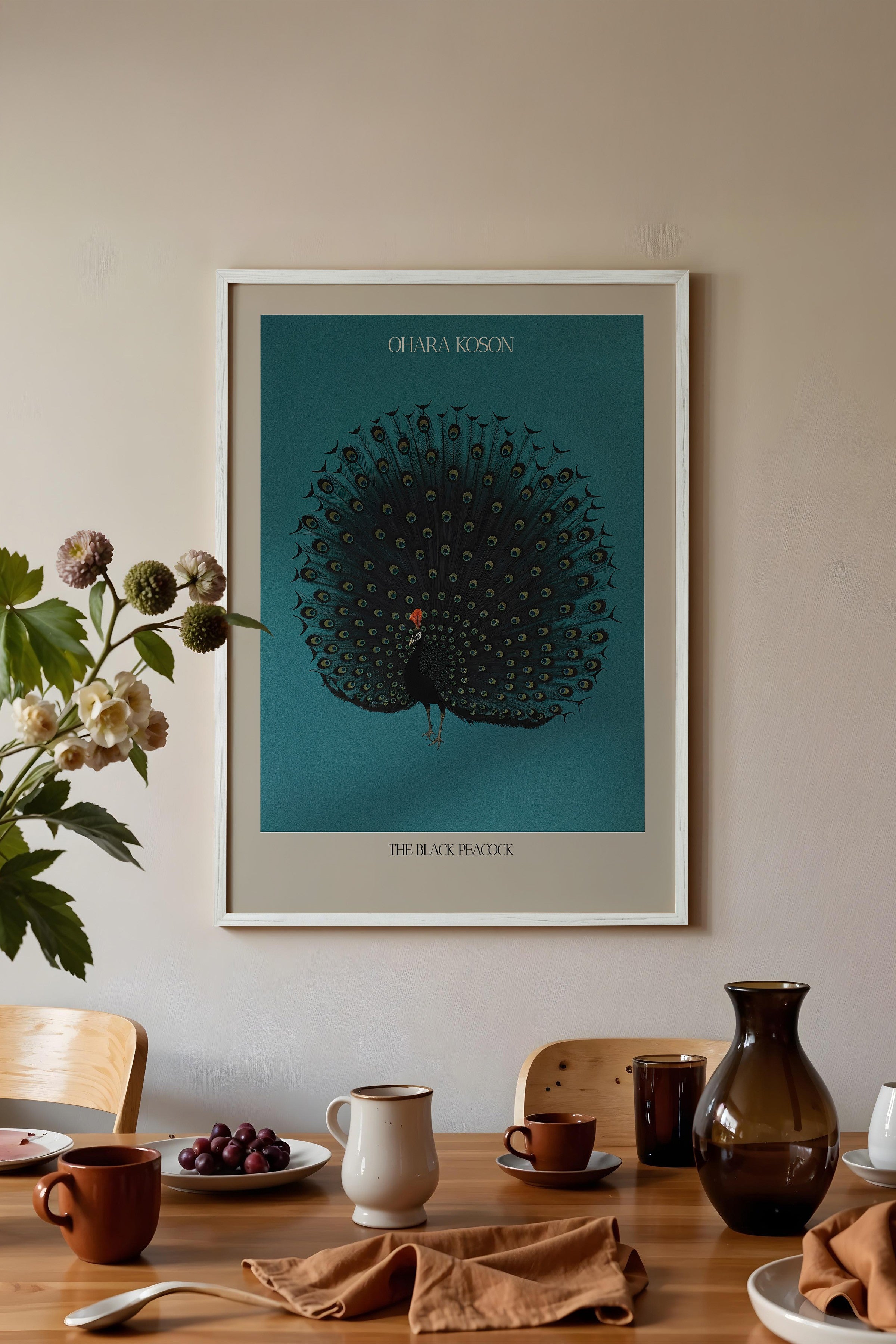 Duvar Tablosu, Beyaz Çerçeveli Tablo ve Poster, Ritüel Serisi, Kuş Tablo, NO:115211