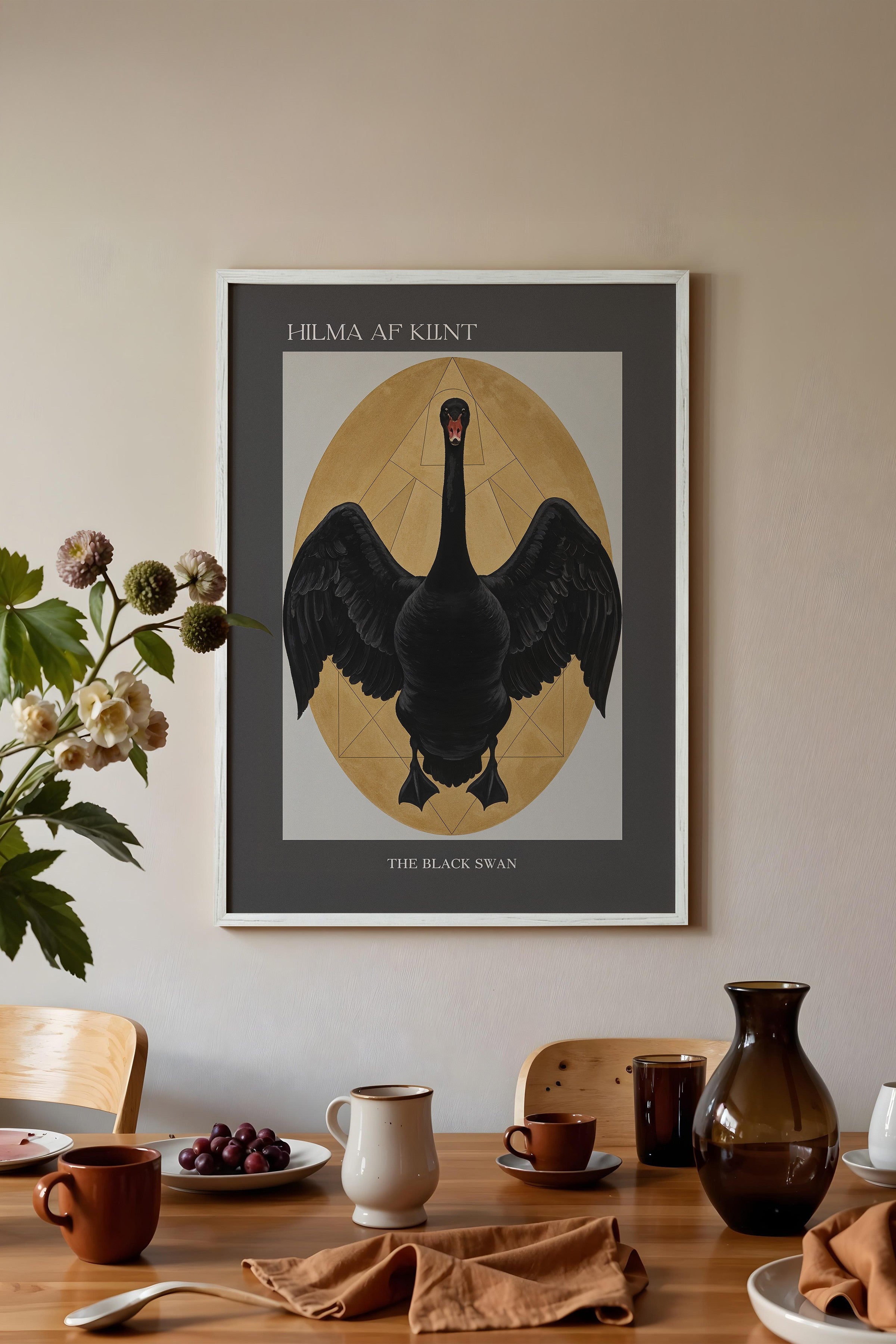 Duvar Tablosu, Beyaz Çerçeveli Tablo ve Poster, Ritüel Serisi, Kuş Tablo, NO:115216