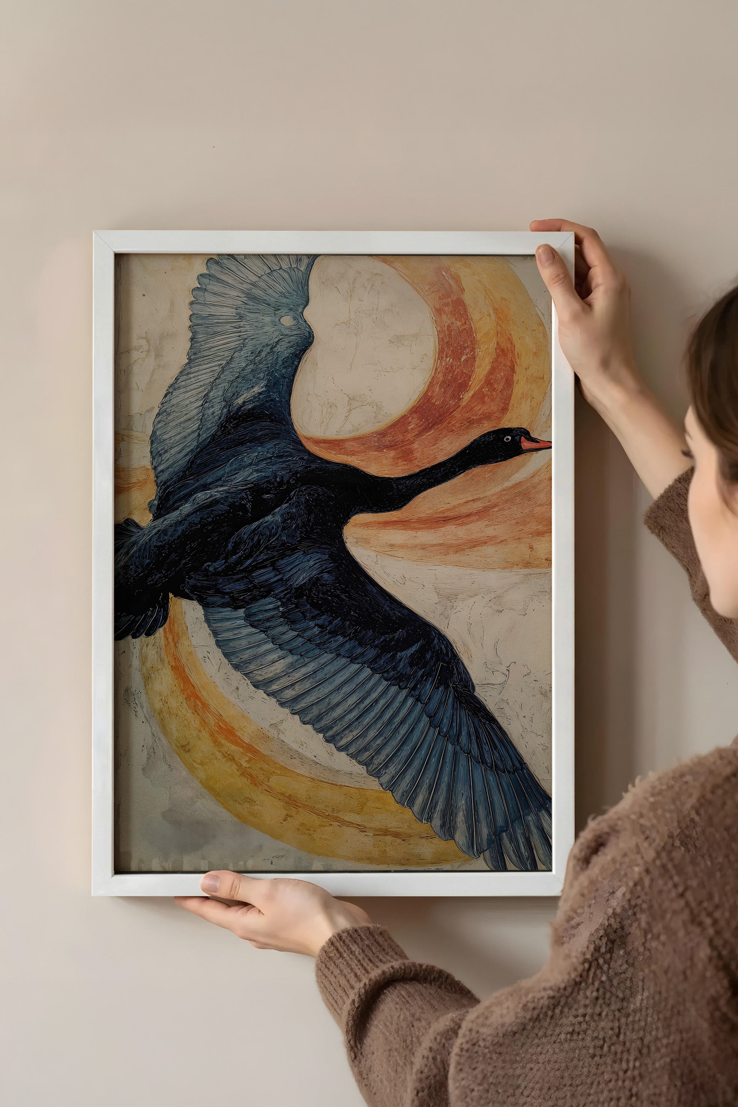 Duvar Tablosu, Beyaz Çerçeveli Tablo ve Poster, Ritüel Serisi, Kuş Tablo, NO:115235