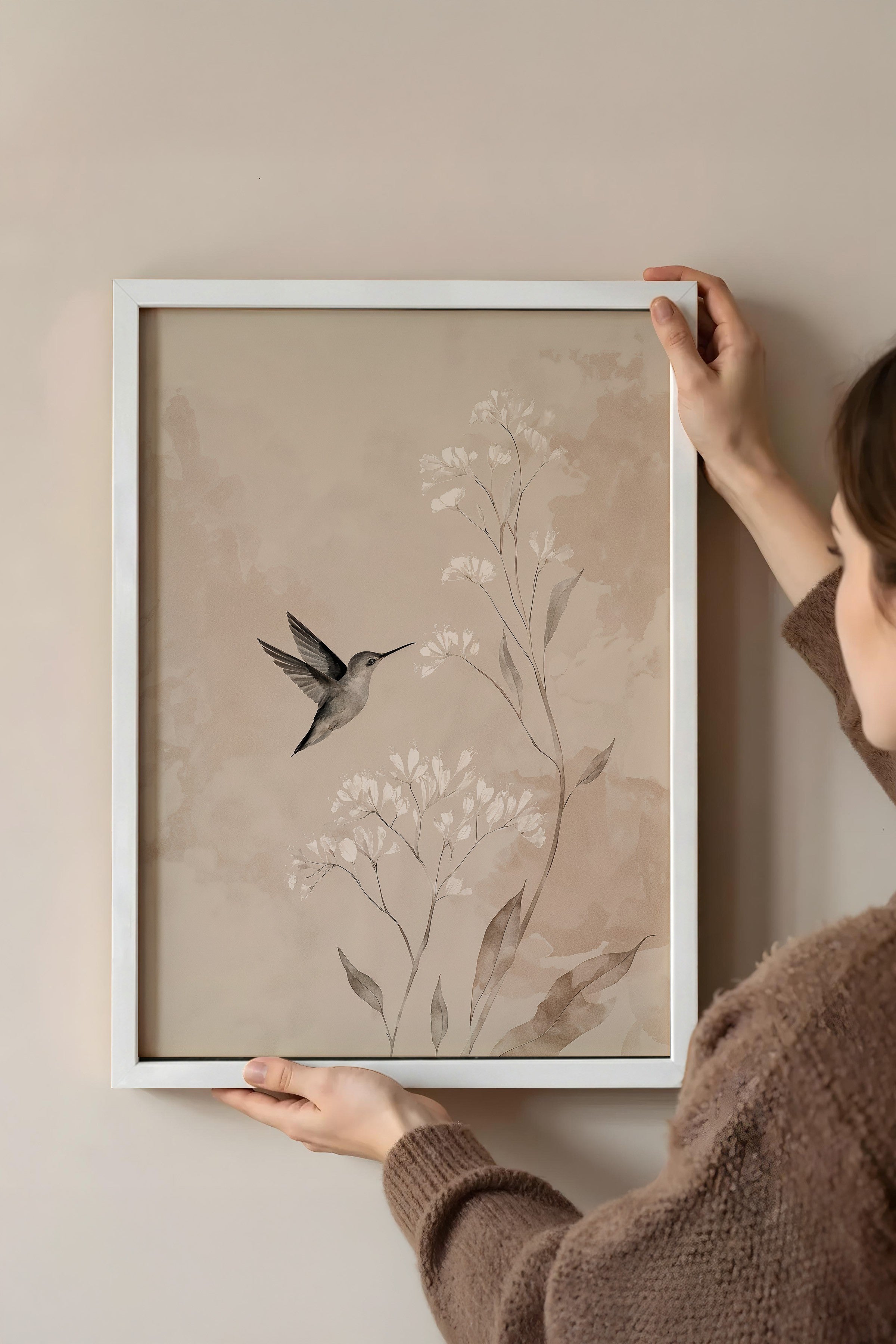 Duvar Tablosu, Beyaz Çerçeveli Tablo ve Poster, Ritüel Serisi, Kuş Tablo, NO:115239