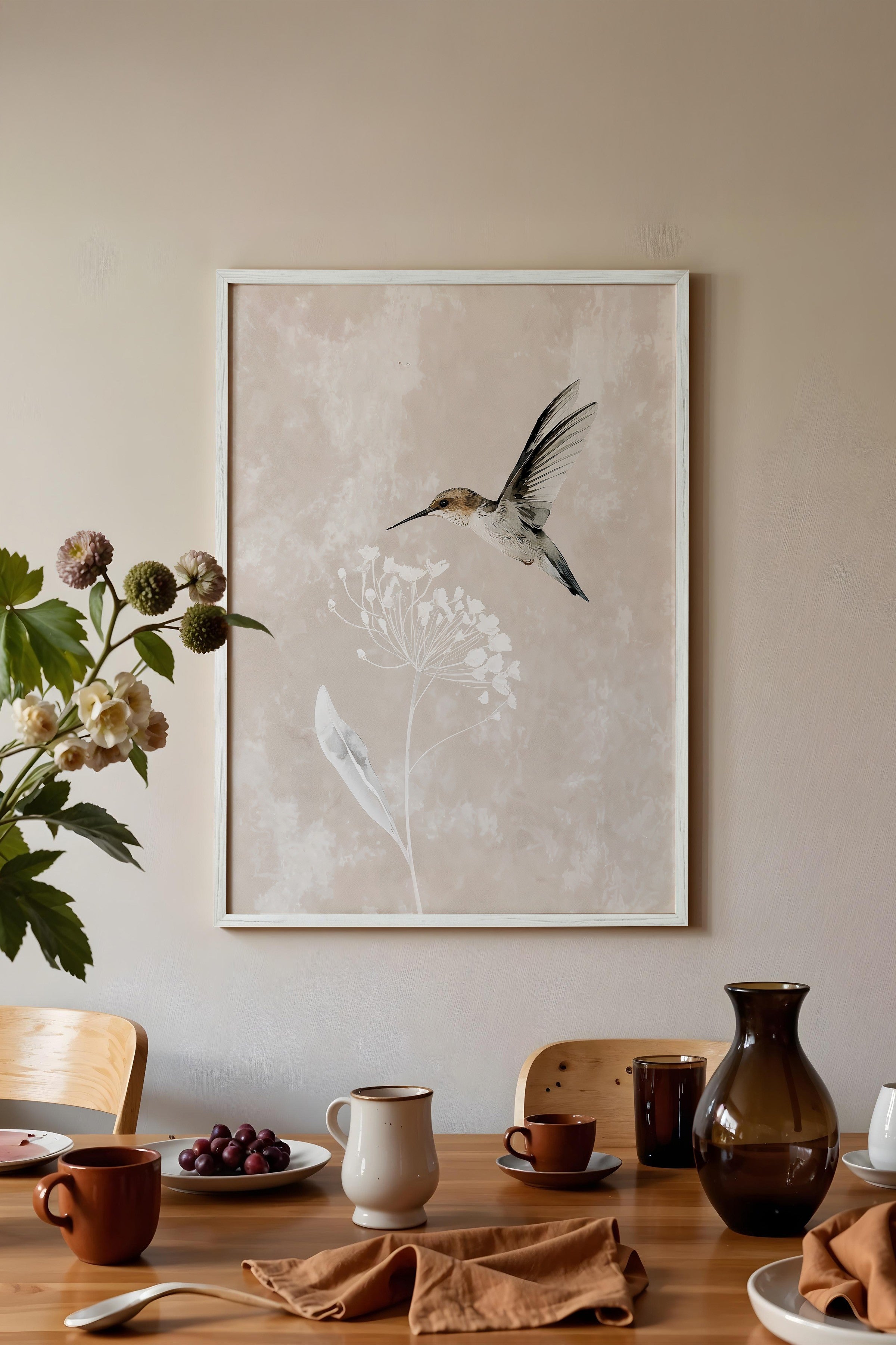 Duvar Tablosu, Beyaz Çerçeveli Tablo ve Poster, Ritüel Serisi, Kuş Tablo, NO:115241